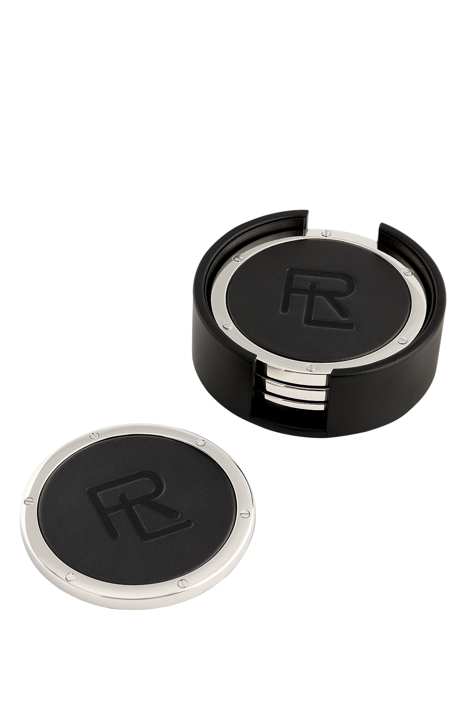 Stacked RL Leather Coaster Set