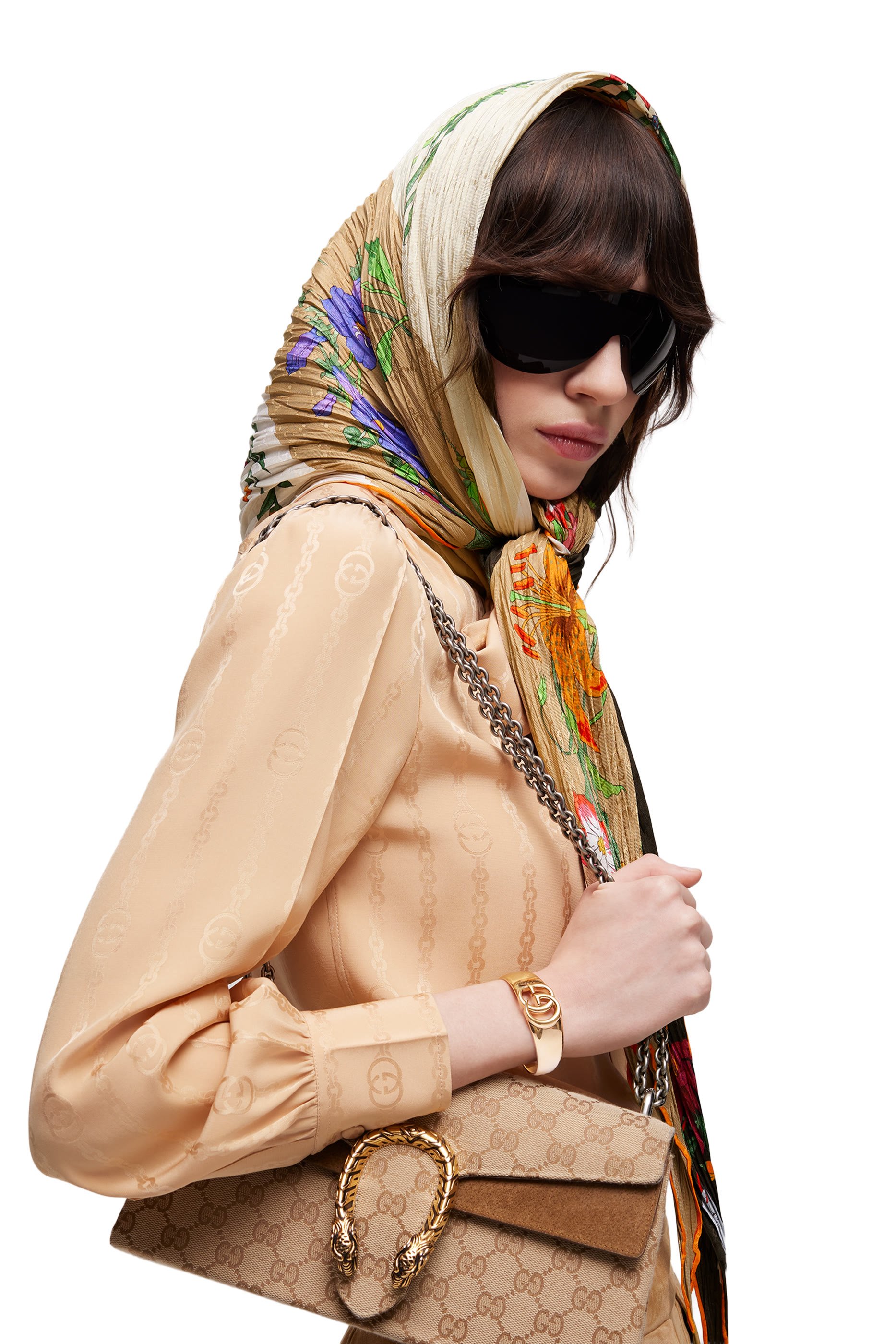 All-Over Floral Geometric Print Shawl
