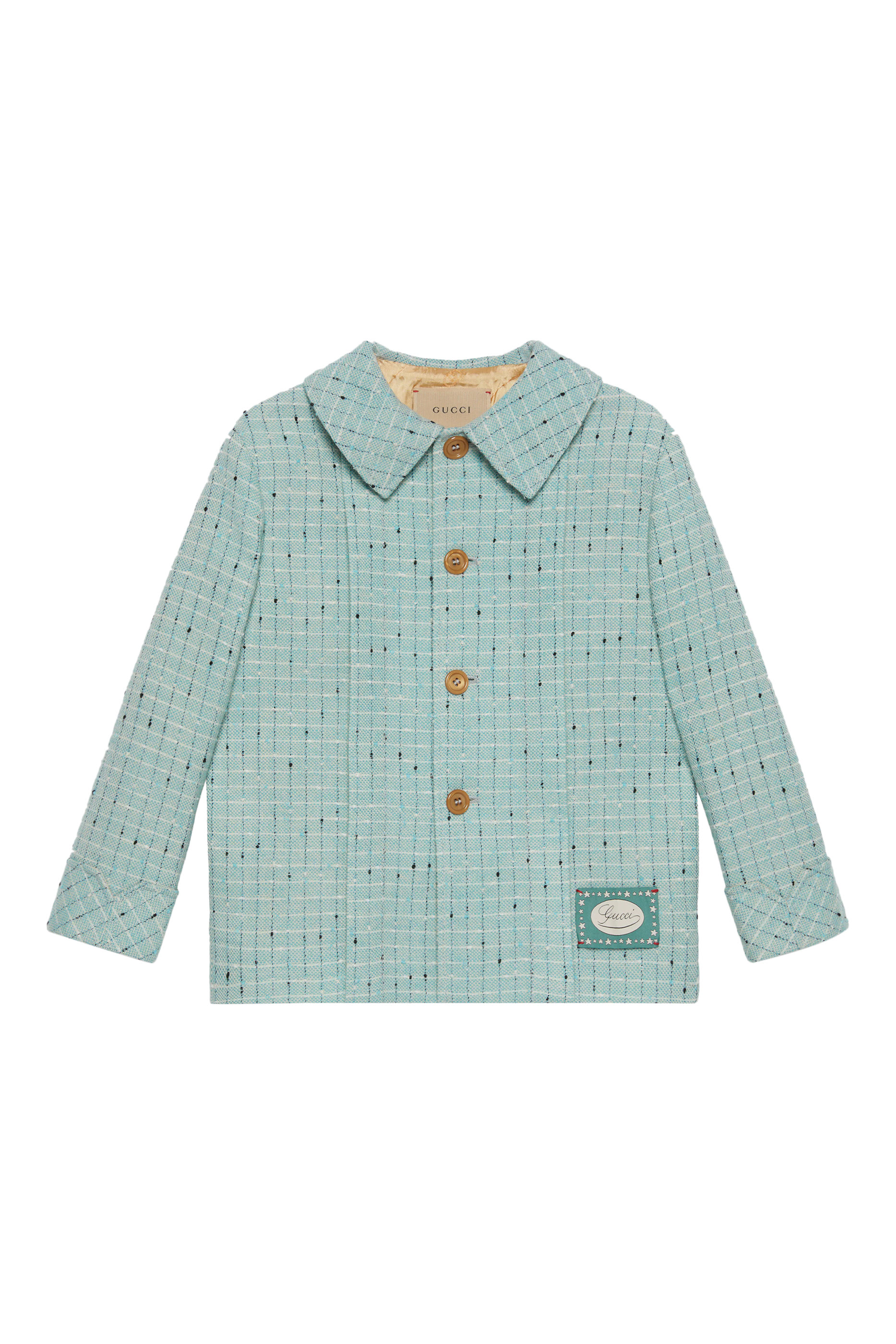 Kids Check Damier Wool Coat