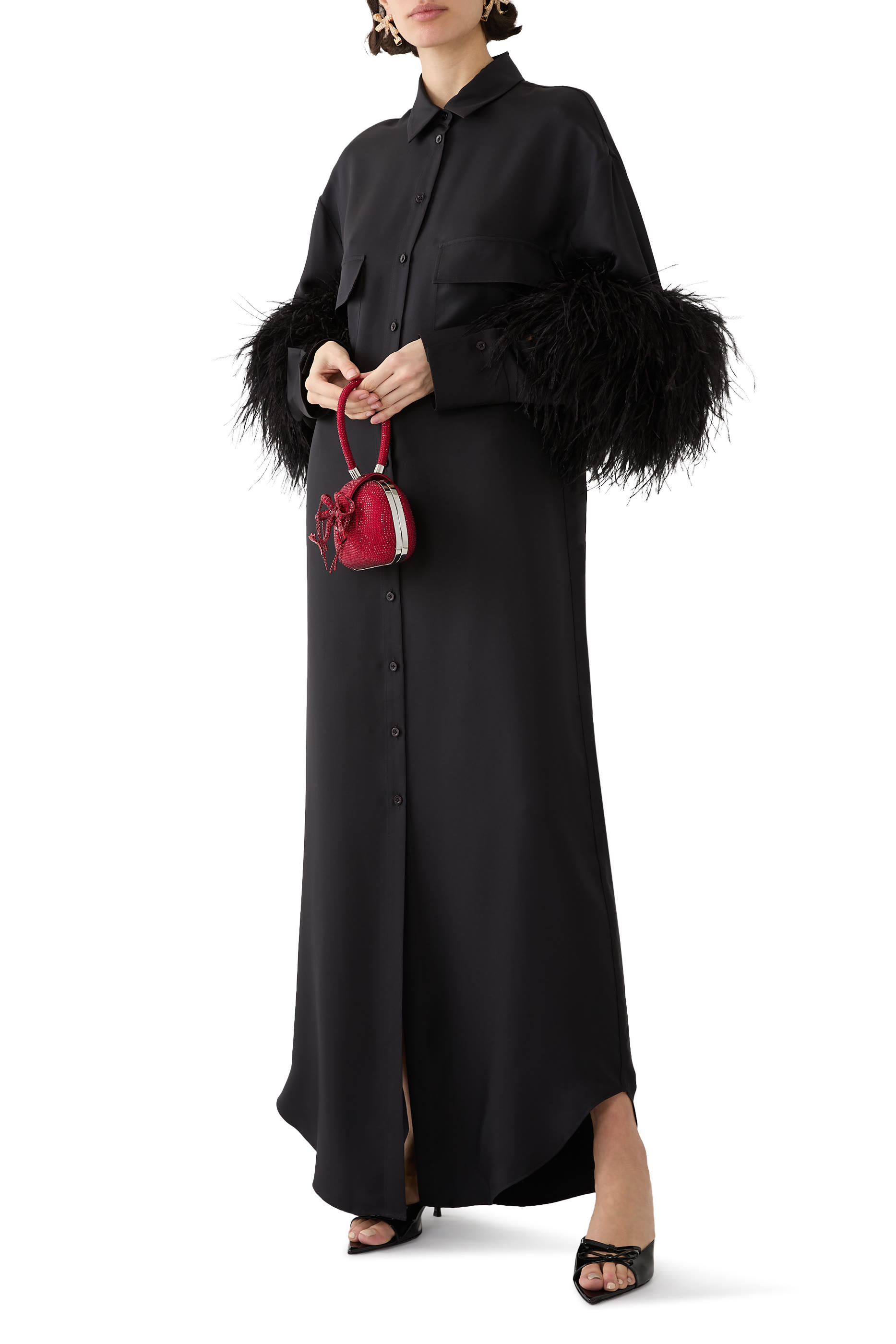 Bloomingdale's Exclusive Button Down Feathered Dress