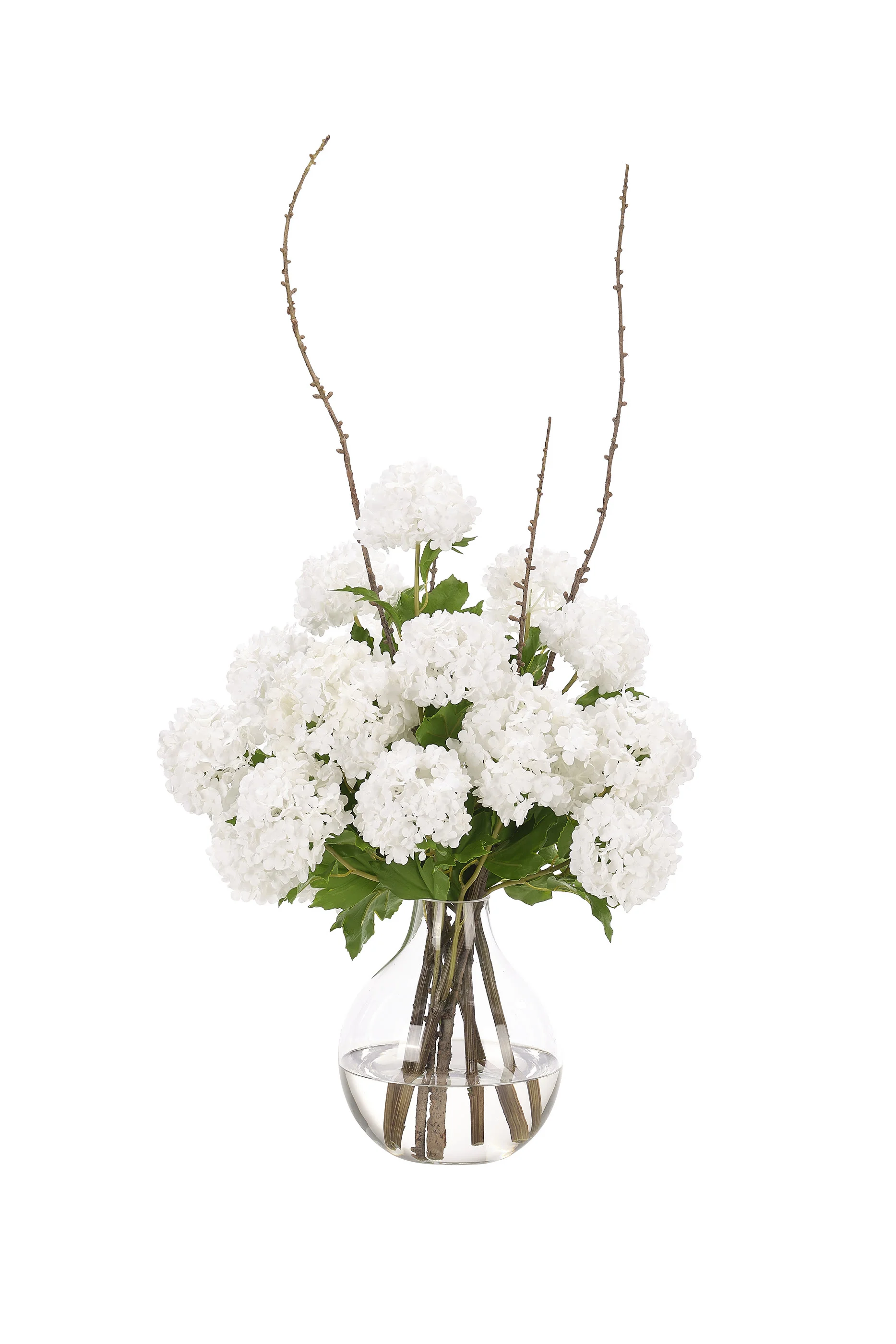 White Hydrangea Snowball Faux Arrangement