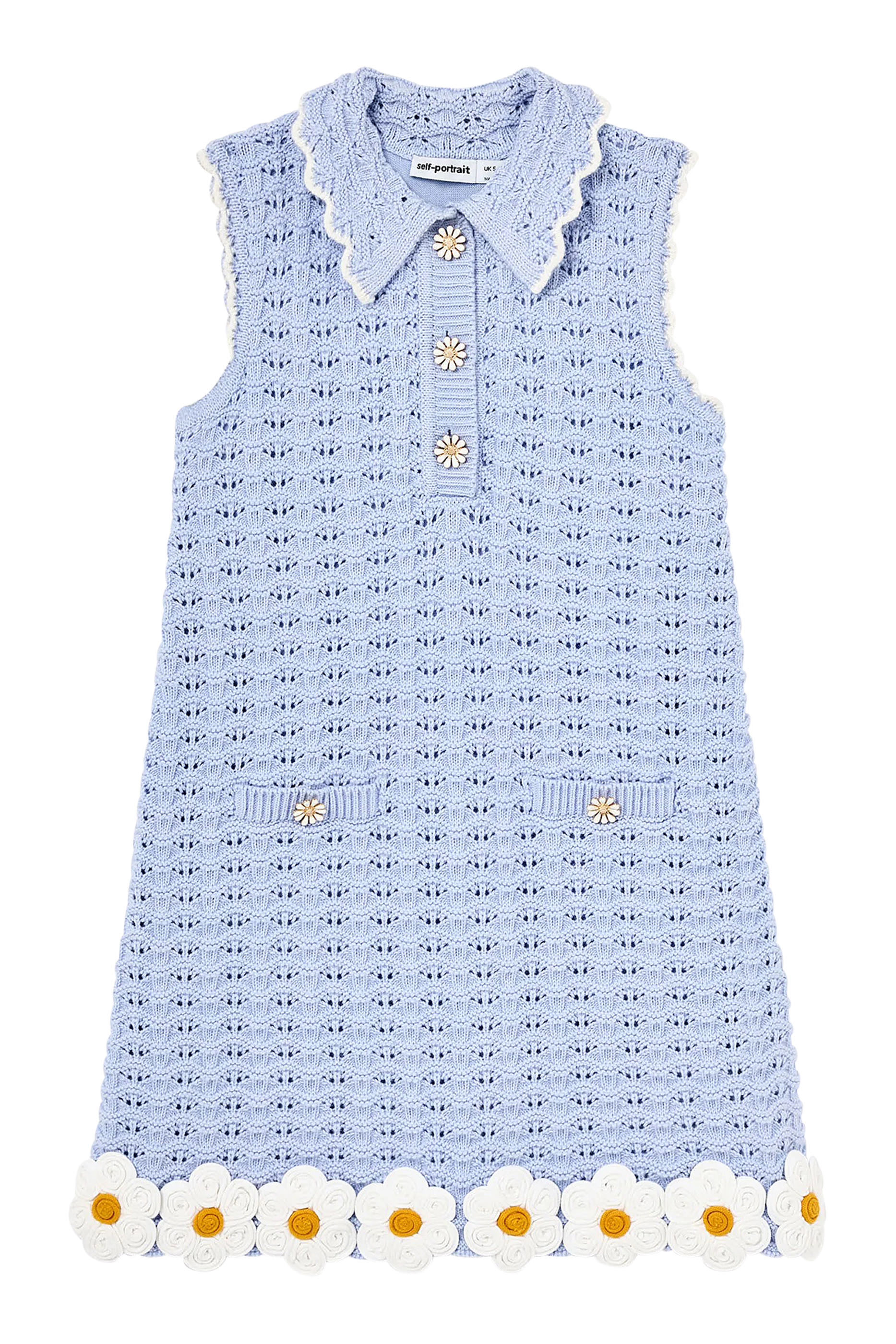 Kids Daisy Trim Pointelle Knitted Dress