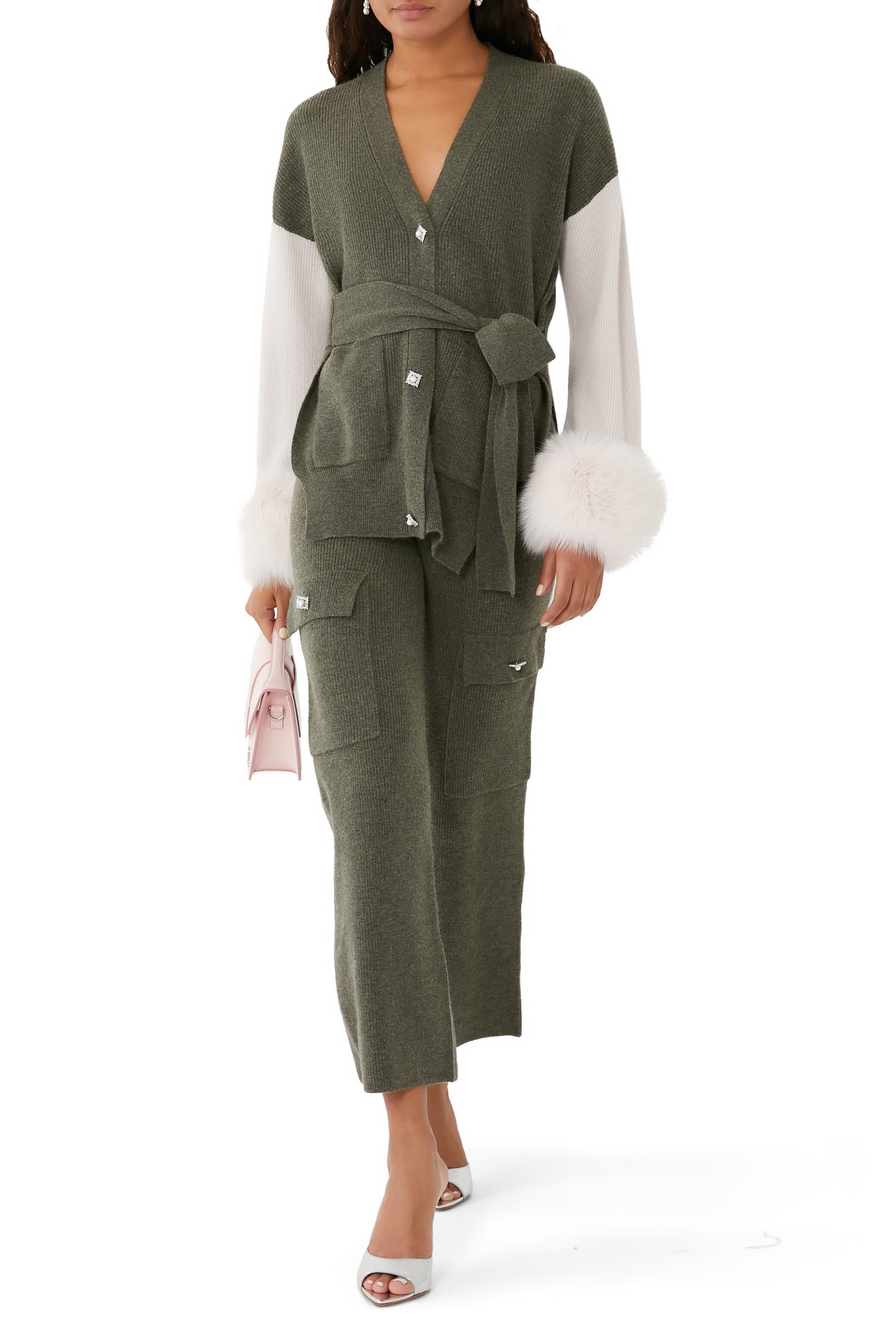 Embellished Cargo High-Rise Pants