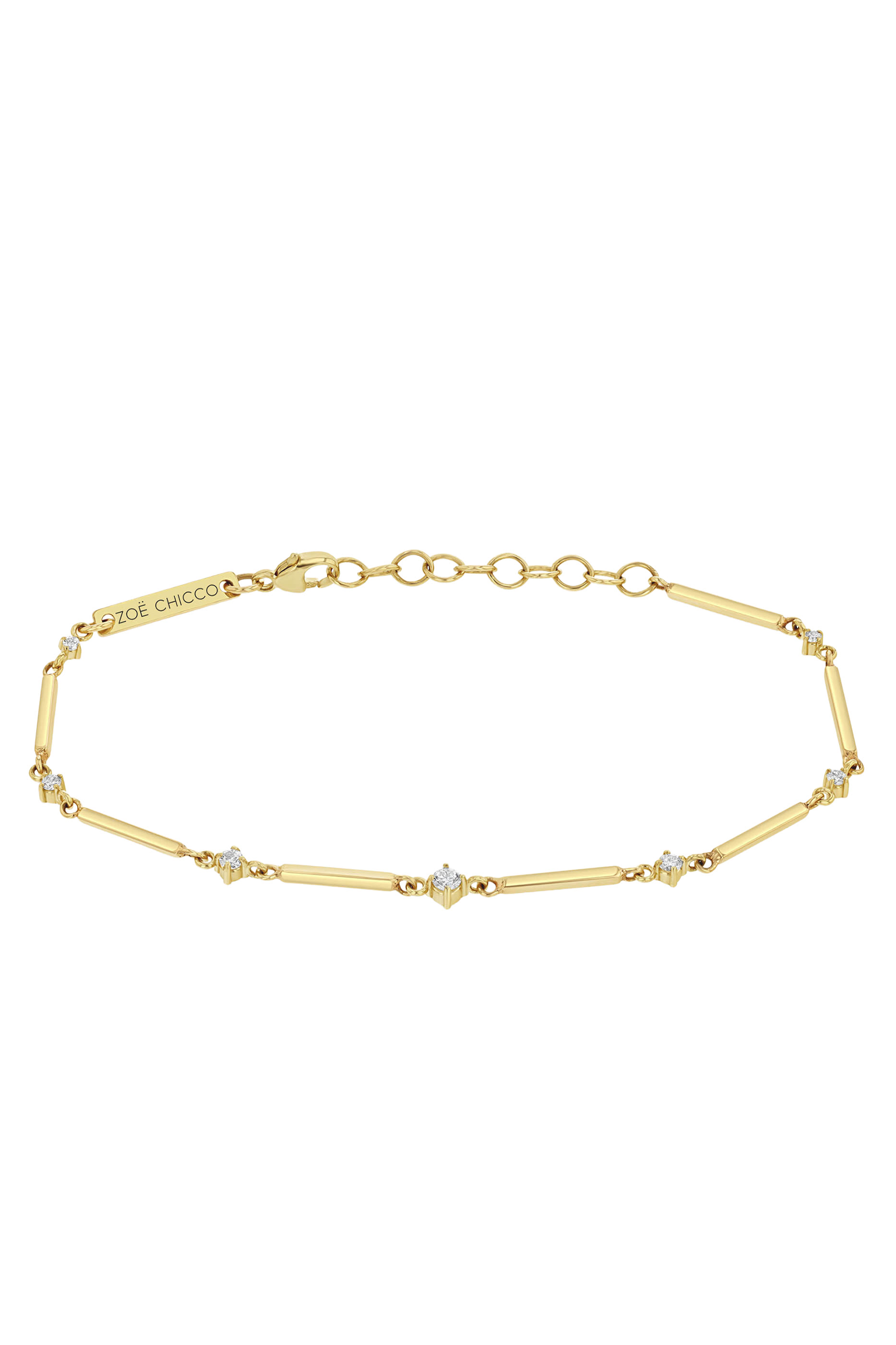Bar & Graduated Prong Diamond Bracelet, 14K Yellow Gold & Diamonds