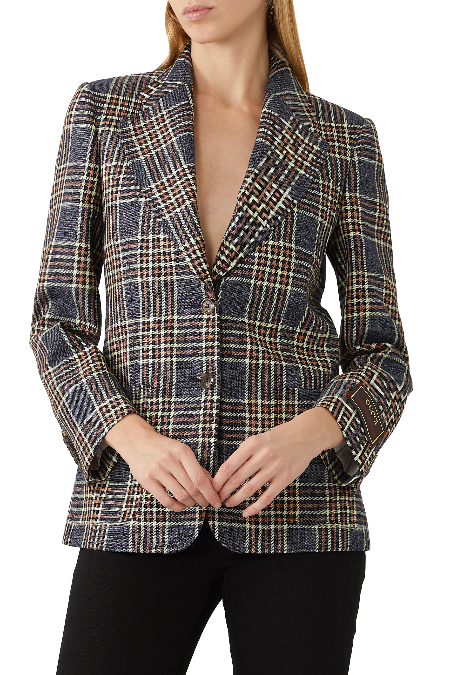 Linen Silk Check Blazer
