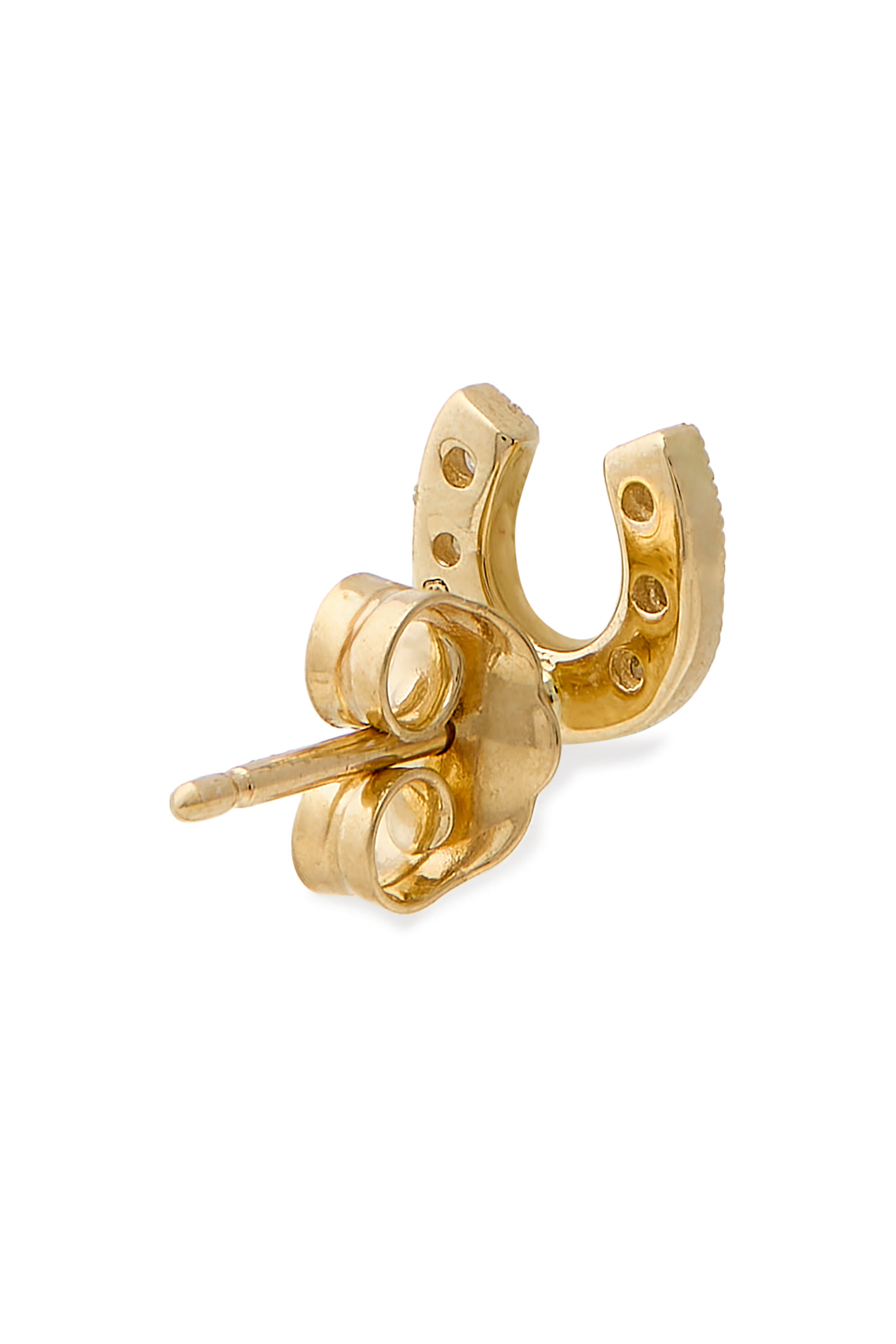 Gold & Diamond Horseshoe Studs, 14K Yellow Gold & Diamonds