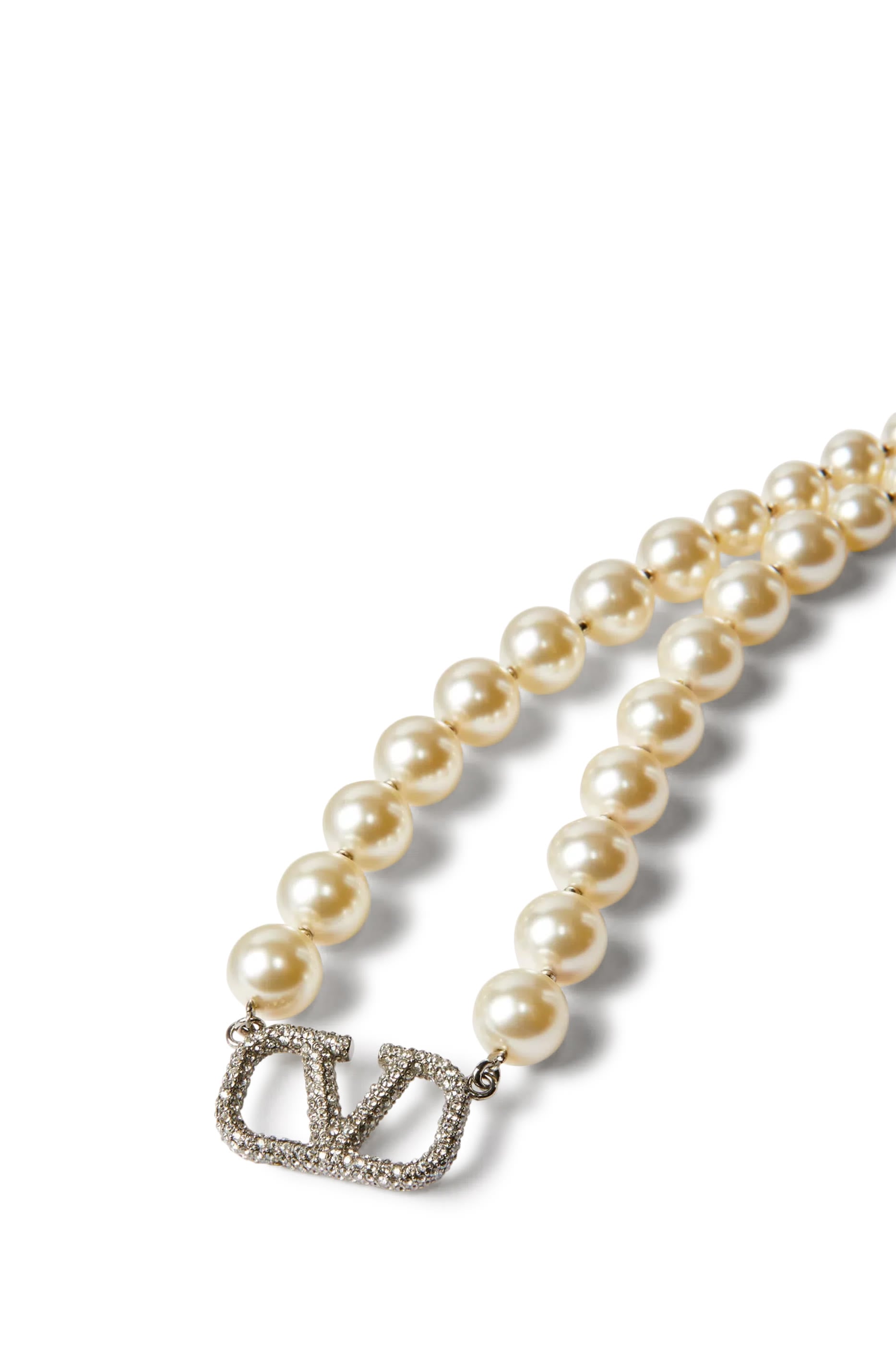 VLogo Signature Necklace with Pearls and Swarovski&reg; Crystals 
