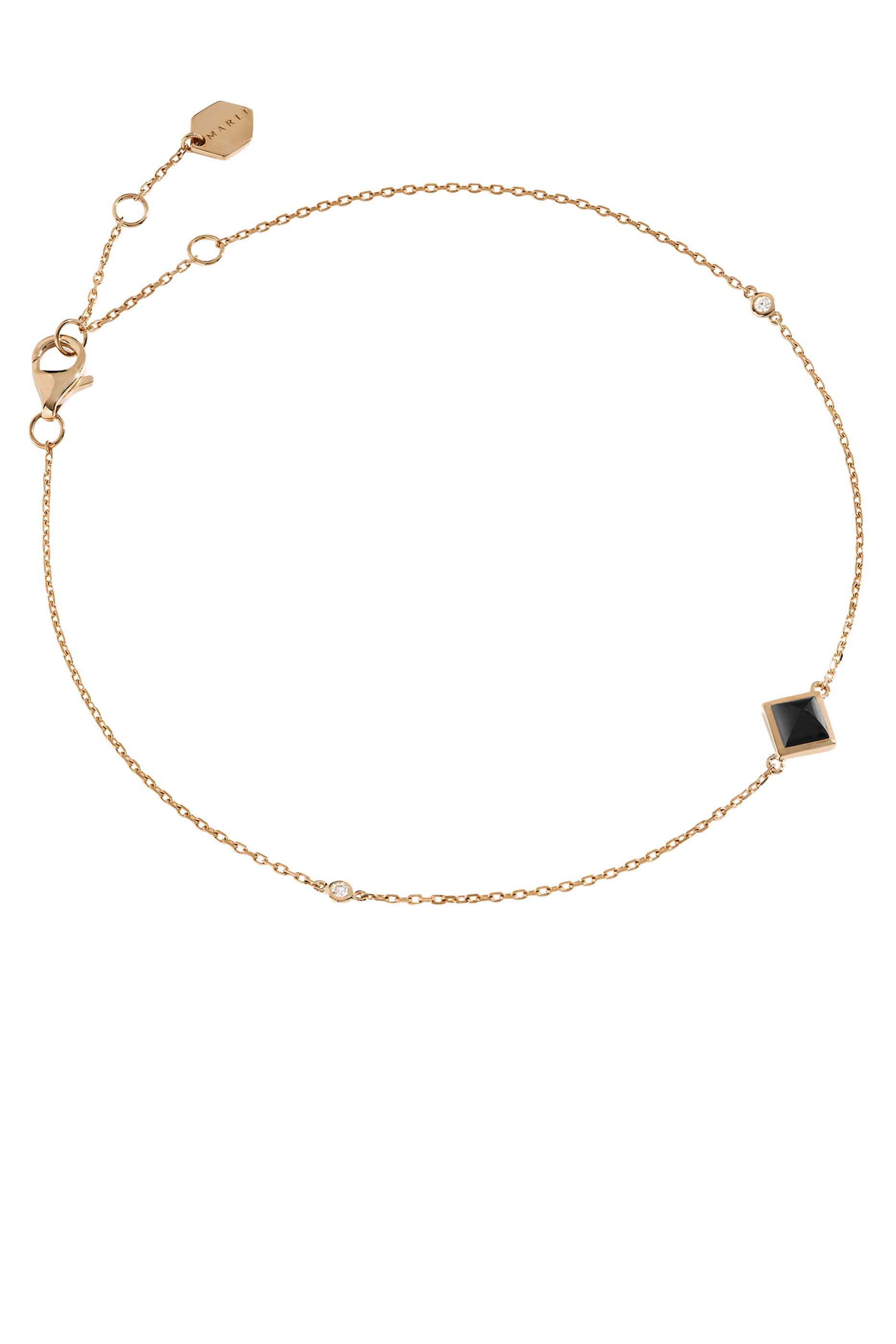 Cleo Anklet, 18K Rose Gold with Diamond & Black Onyx