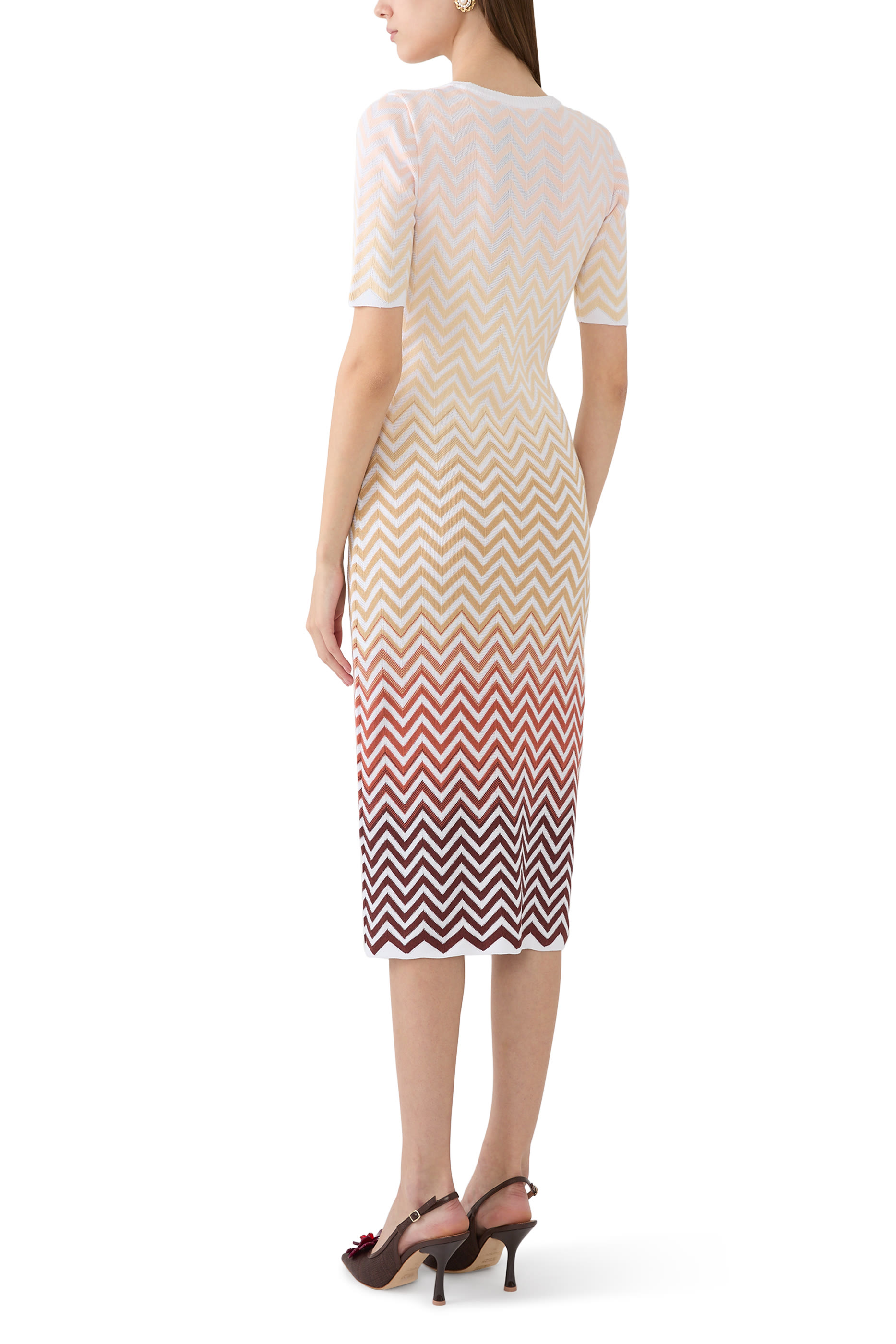 D&eacute;grad&eacute; Chevron Motif Midi Dress
