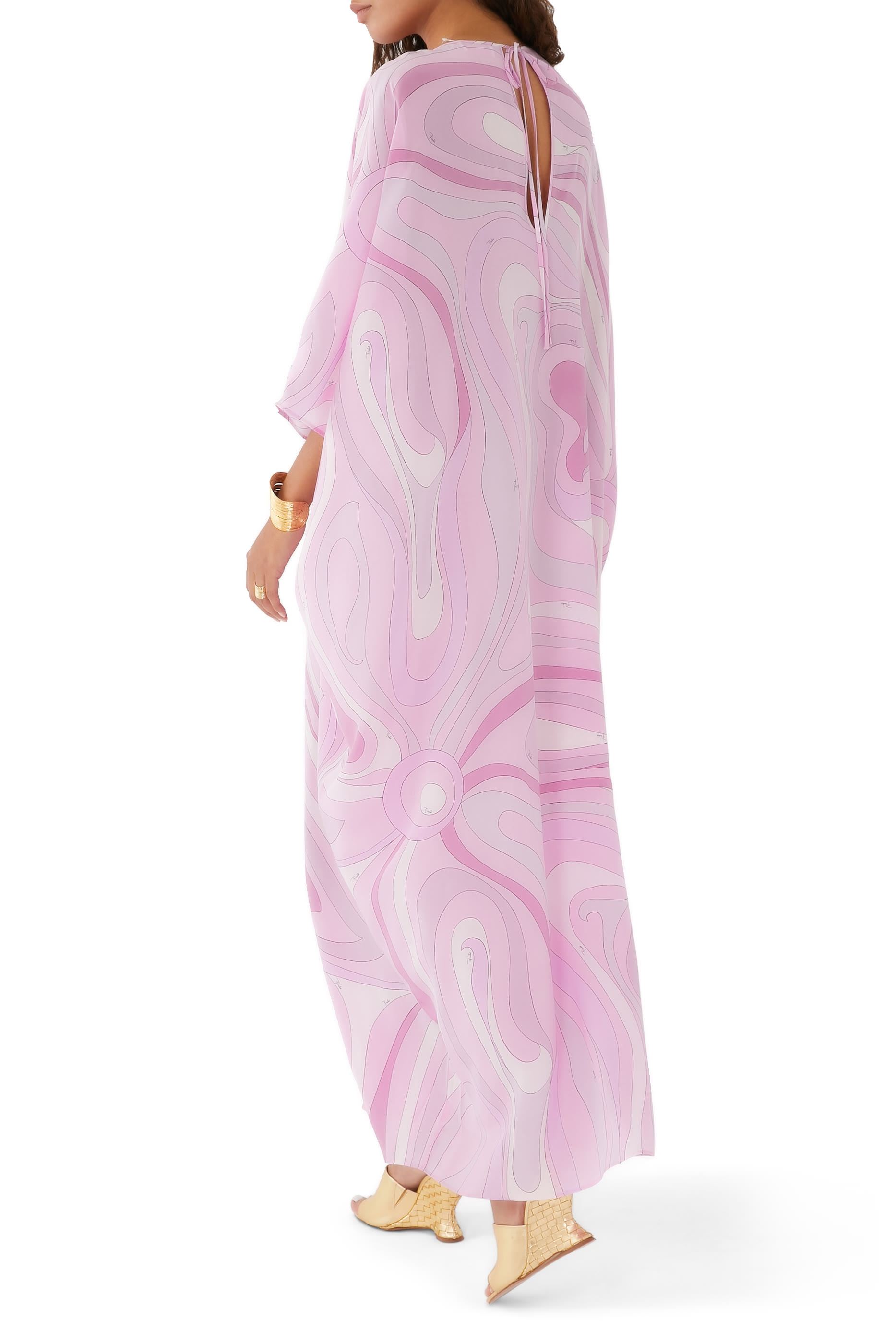 Marmo-Print Crepe Kaftan