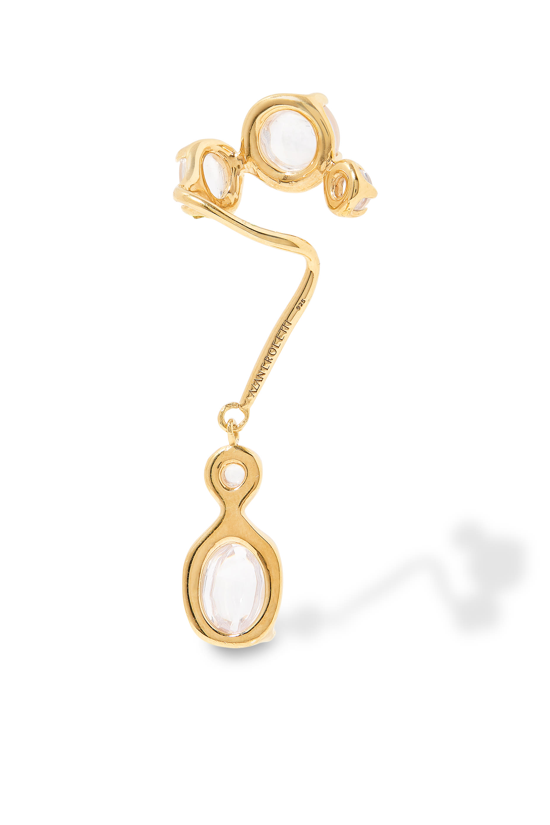 Clear Drip Single Ear Cuff in Gold Vermeil, 925 Sterling Silver & Zirconias
