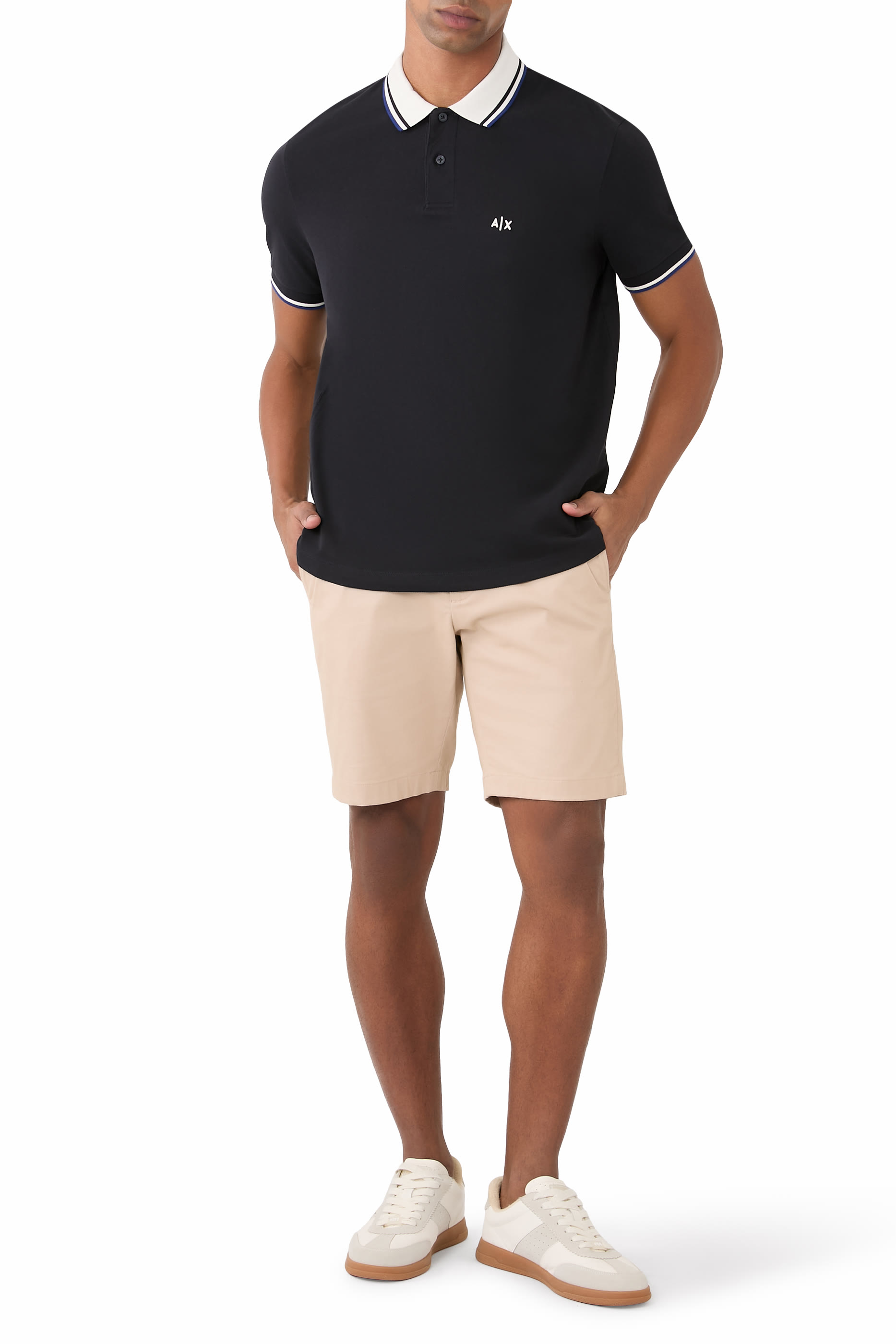 AX Logo Cotton Polo Shirt 