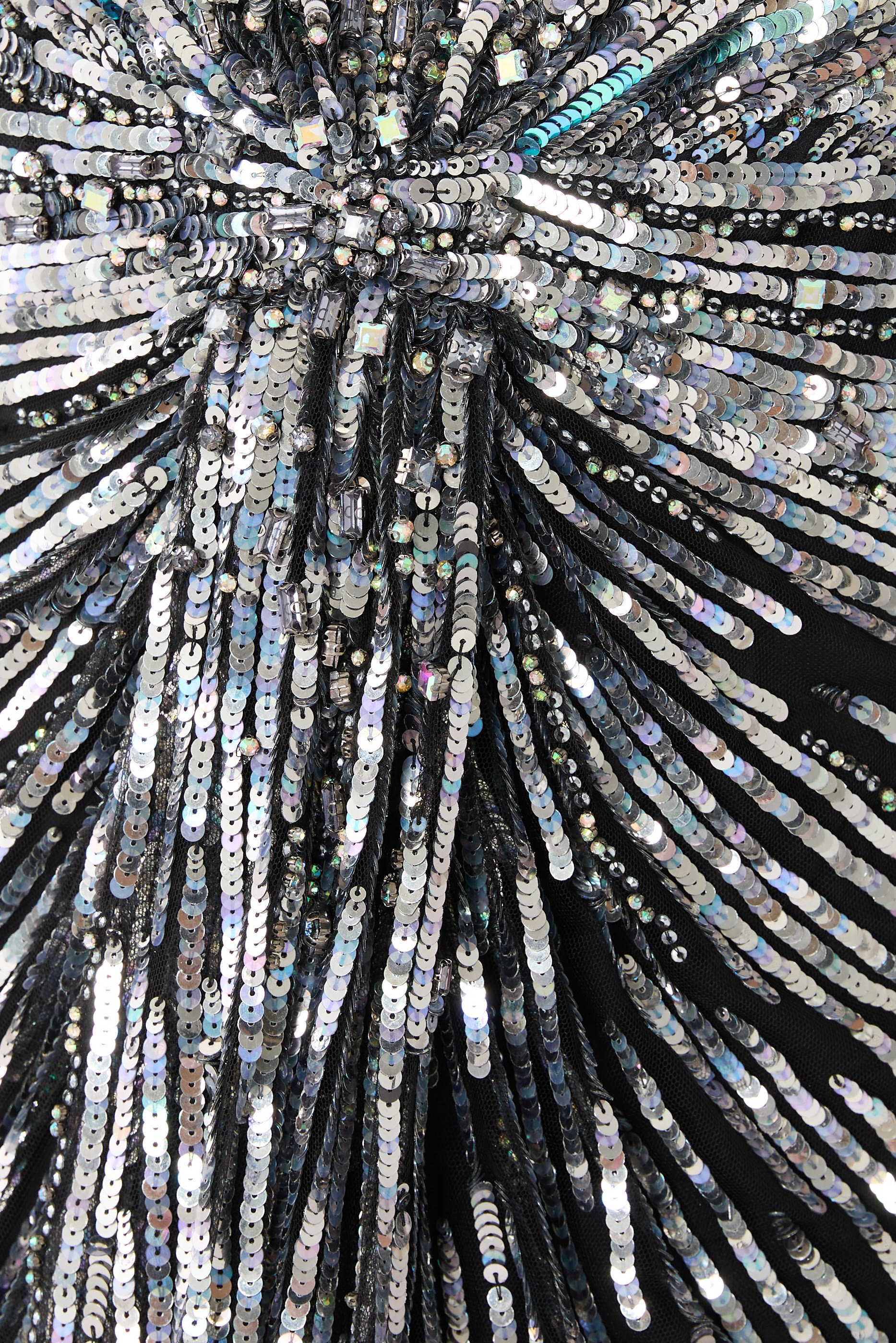 Embellished Cape-Effect Tulle Gown