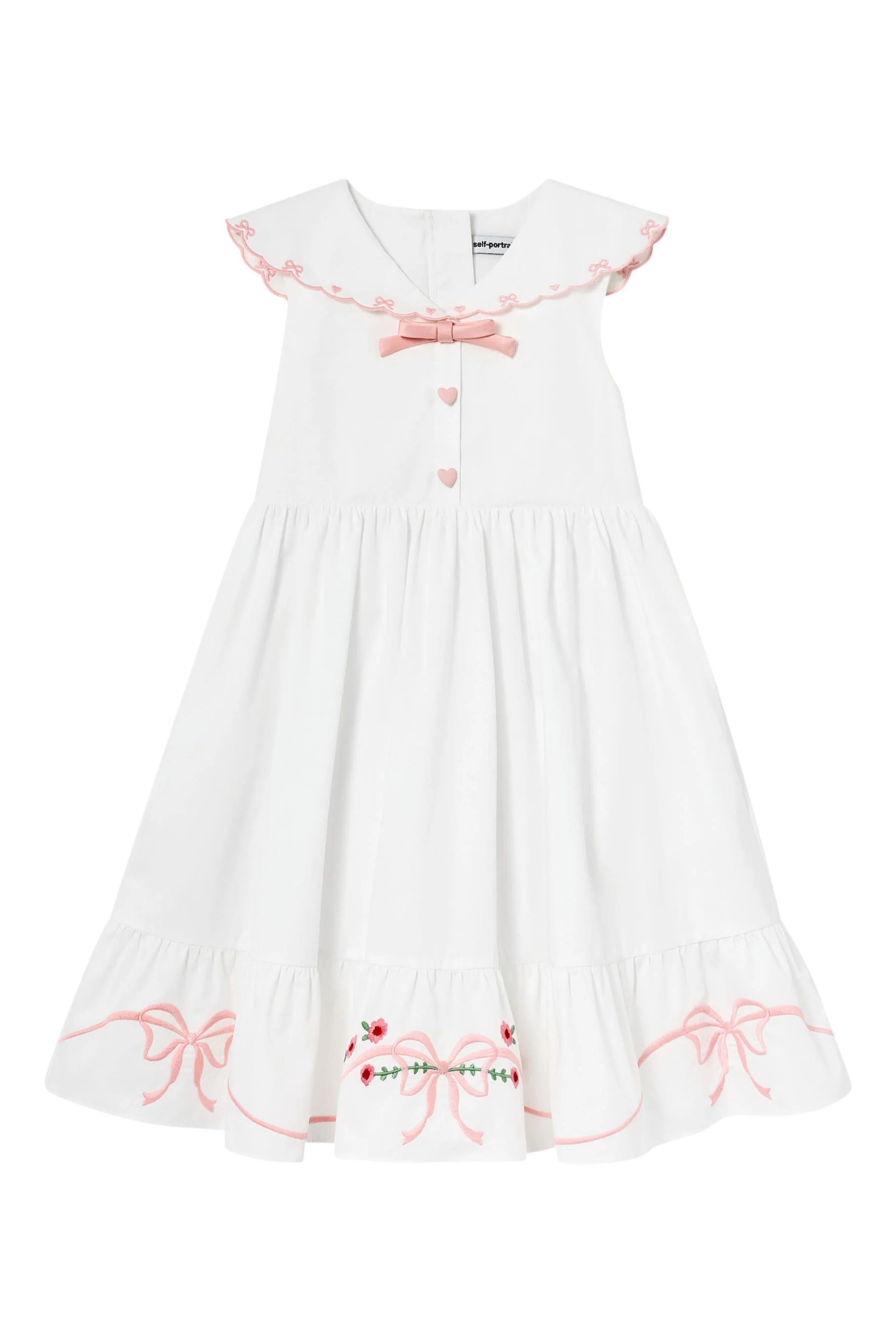 Kids Cotton Bow Embroidered Dress