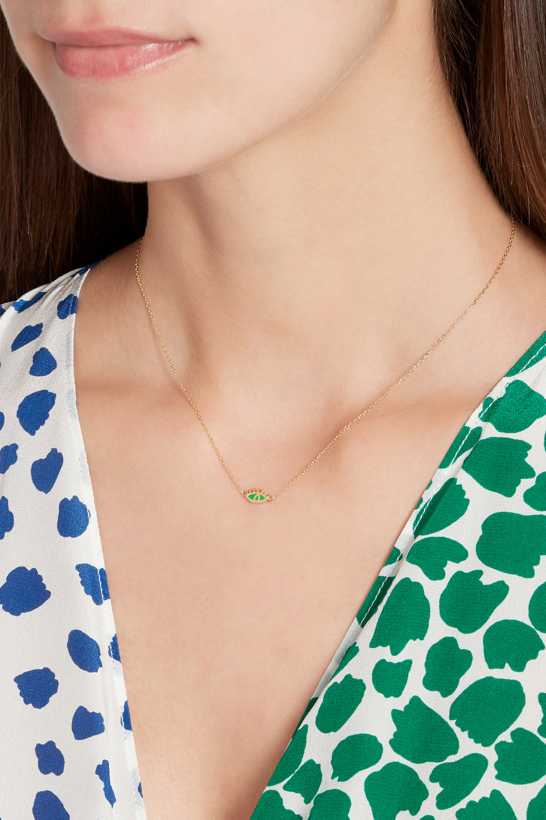 Green Enamel Eye Necklace