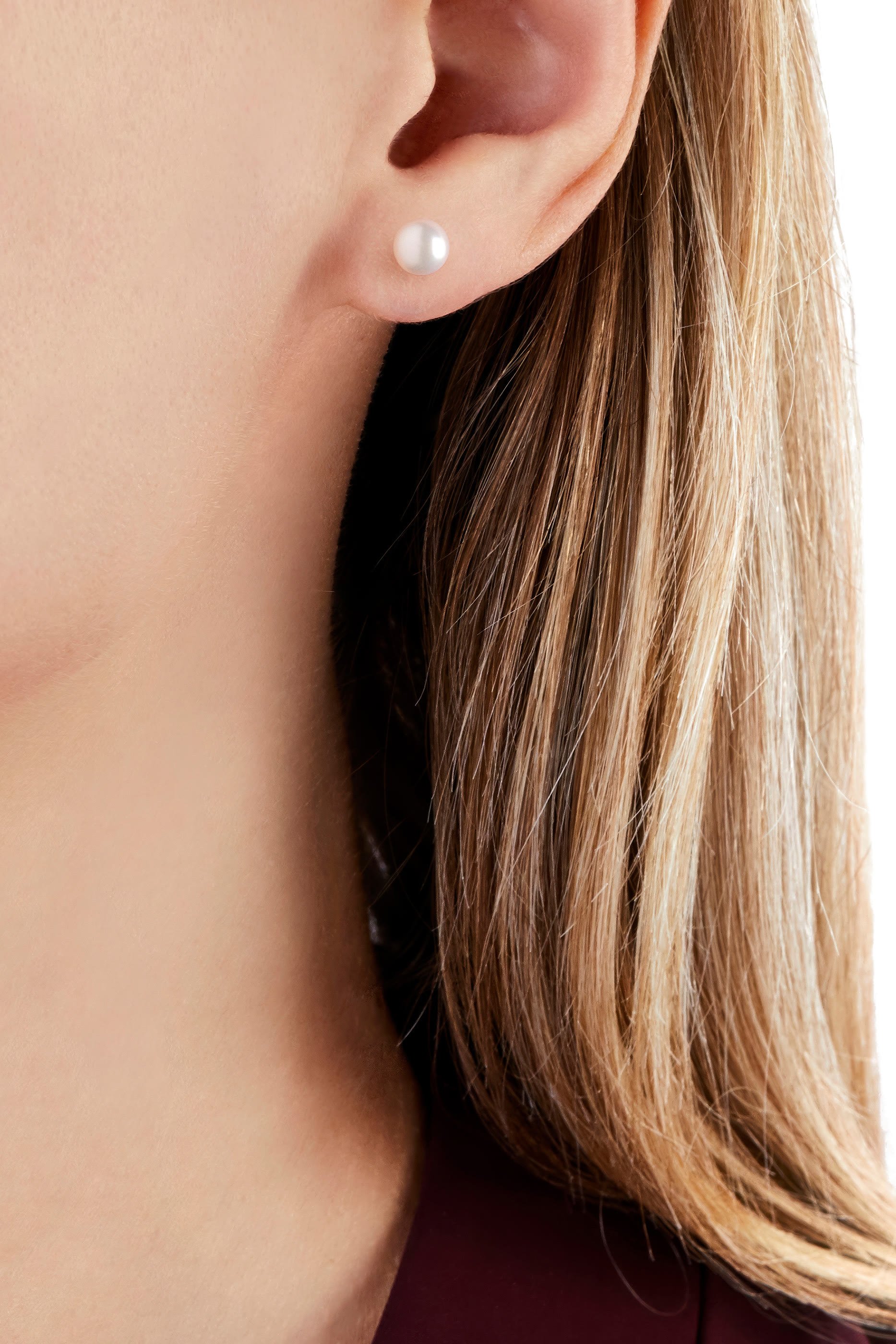 Classic Stud 6mm Earrings, 18k White Gold & Pearl