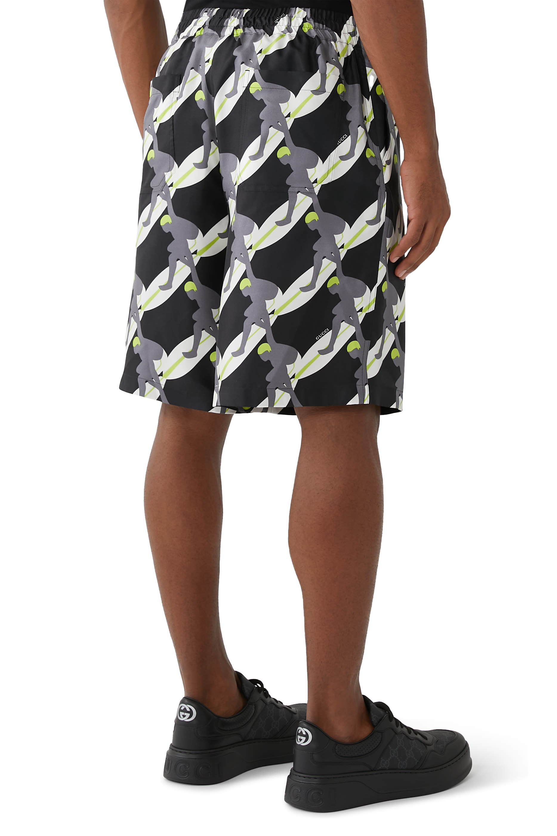 Printed Silk Twill Shorts