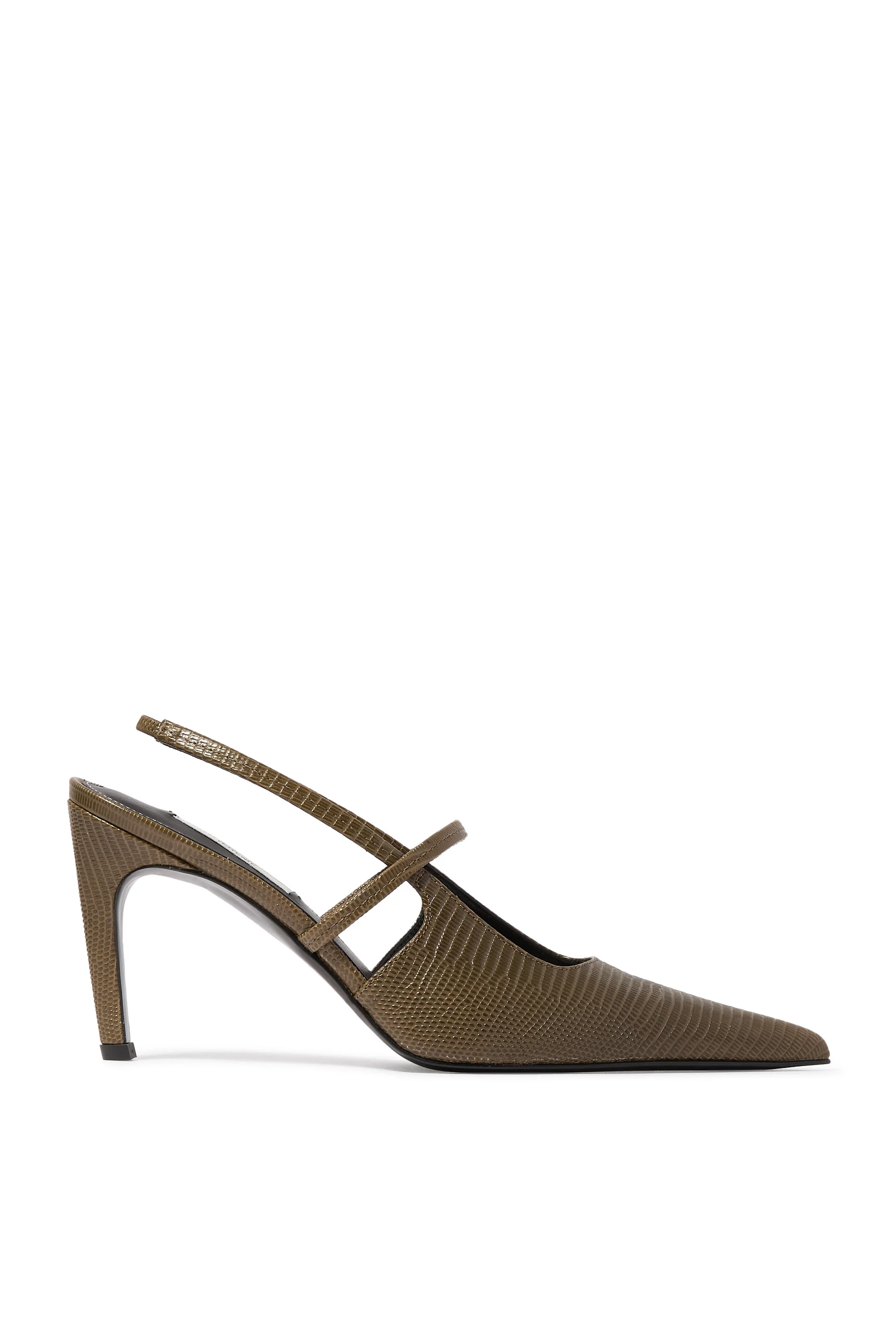 Lizard-Embossed 85 Stiletto Slingback Pumps