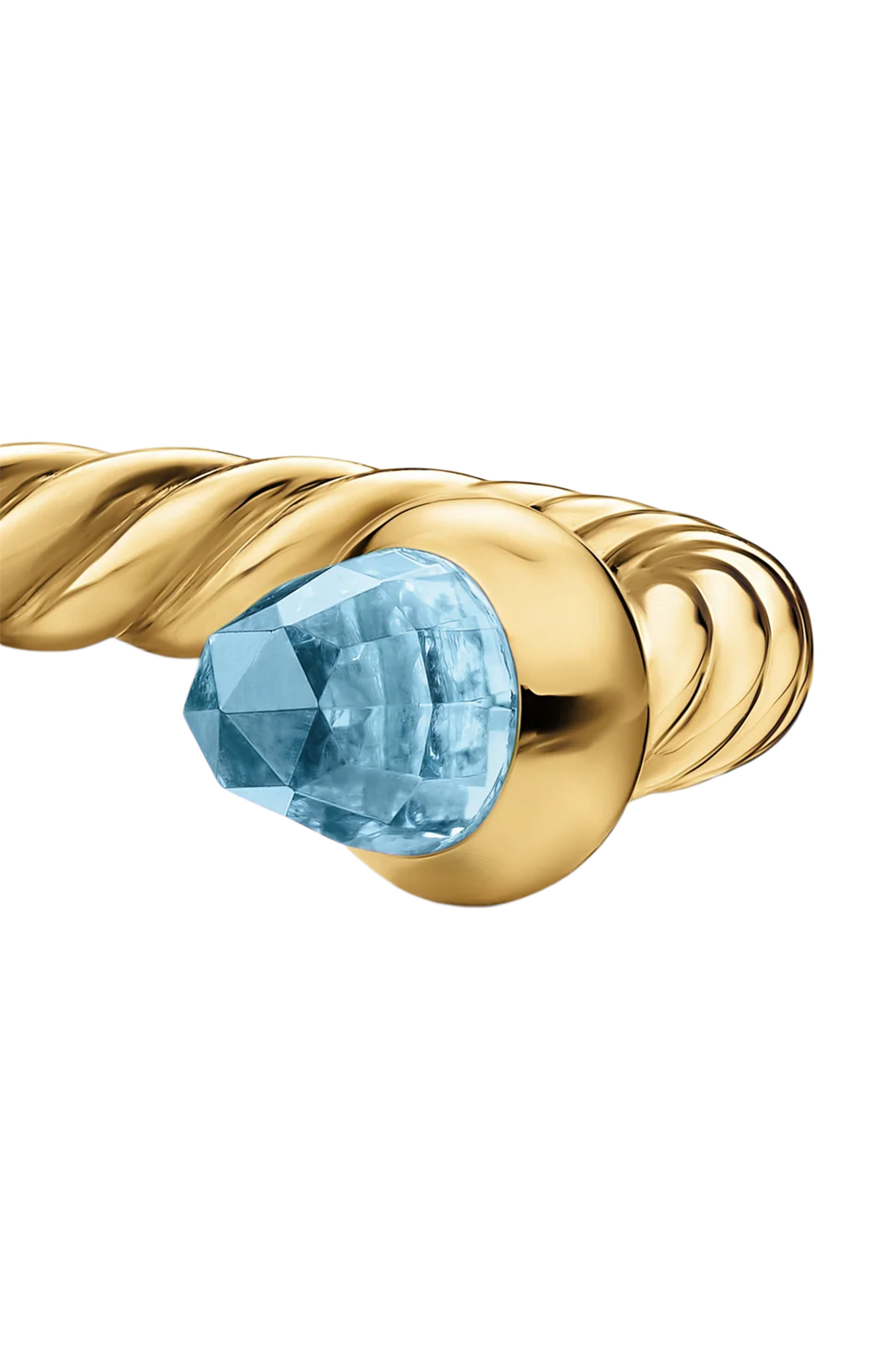 Micro Cablespira&reg; Flex Open Ring, 18K Yellow Gold & Blue Topaz