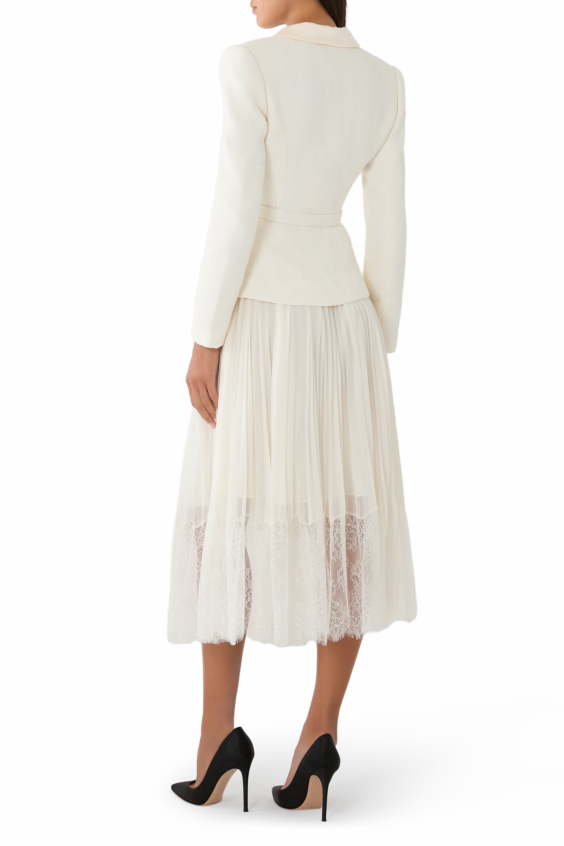 Boucle Shawl Collared Midi Dress