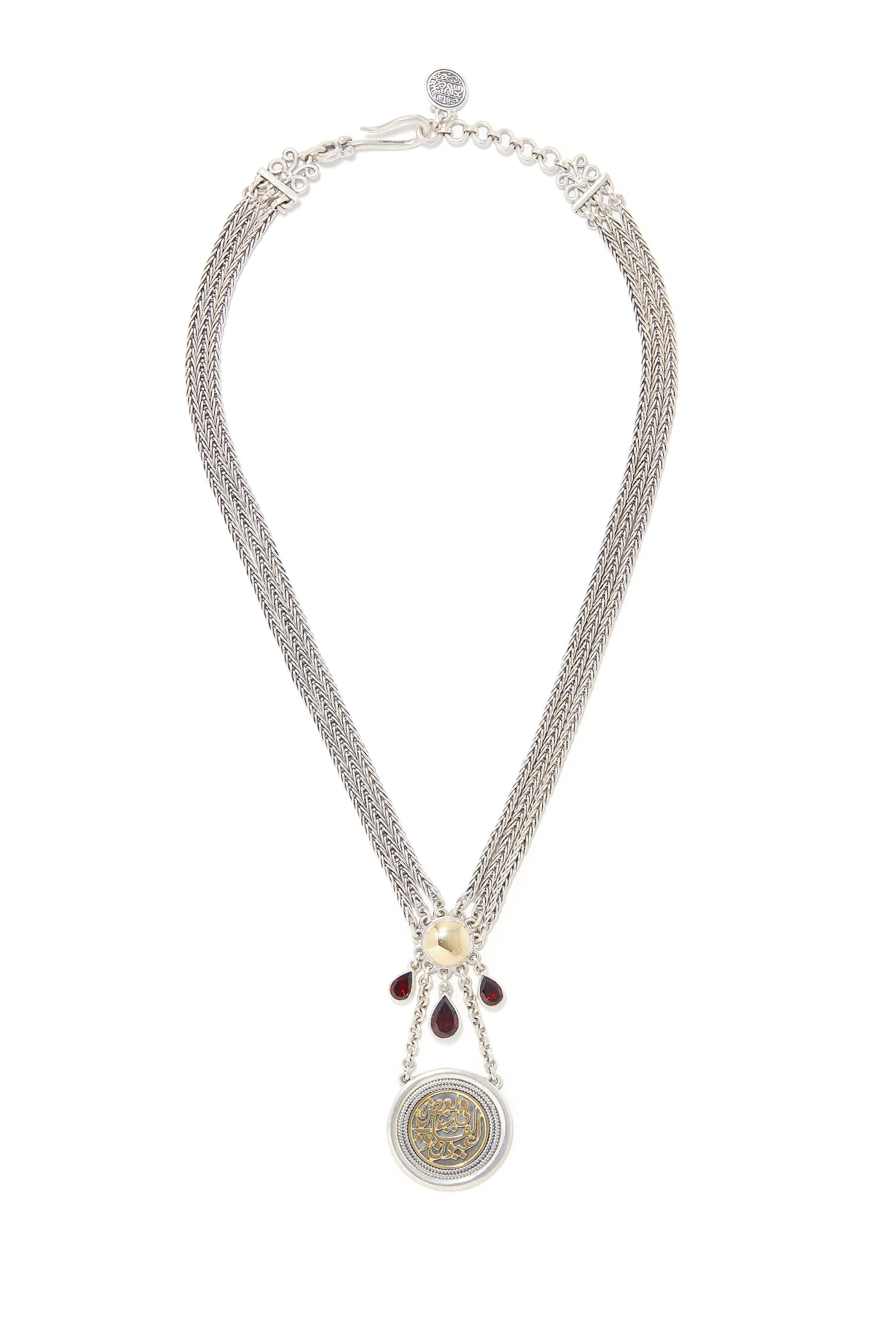 True Vision Of the Heart Necklace, 18k Yellow Gold with Sterling Silver & Garnet