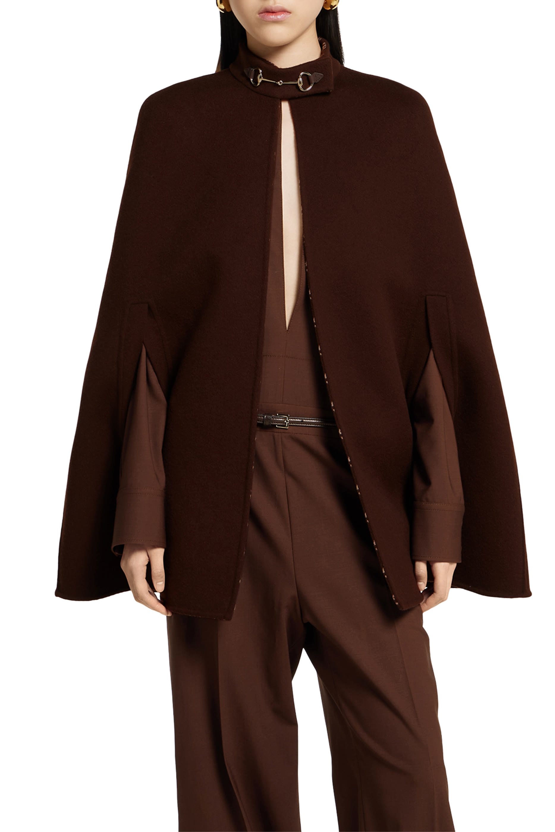 Silk Wool Cape with Horsebit 