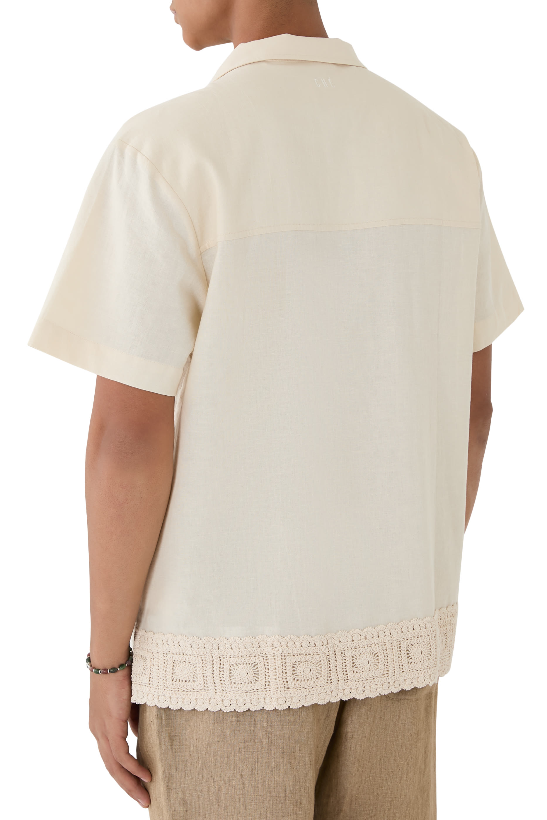 Inigo Linen Blend Crochet Detail Shirt