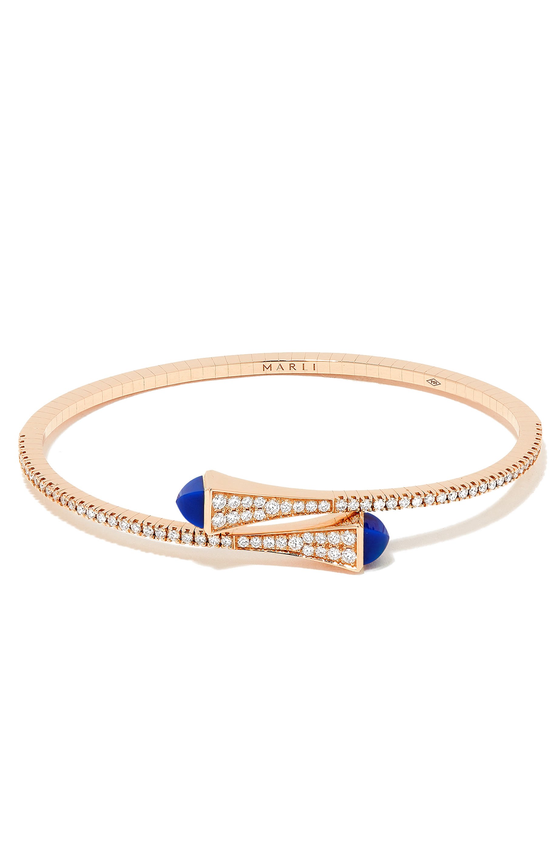 Cleo Slim Bangle, 18k Rose Gold with Lapis Lazuli & Diamonds