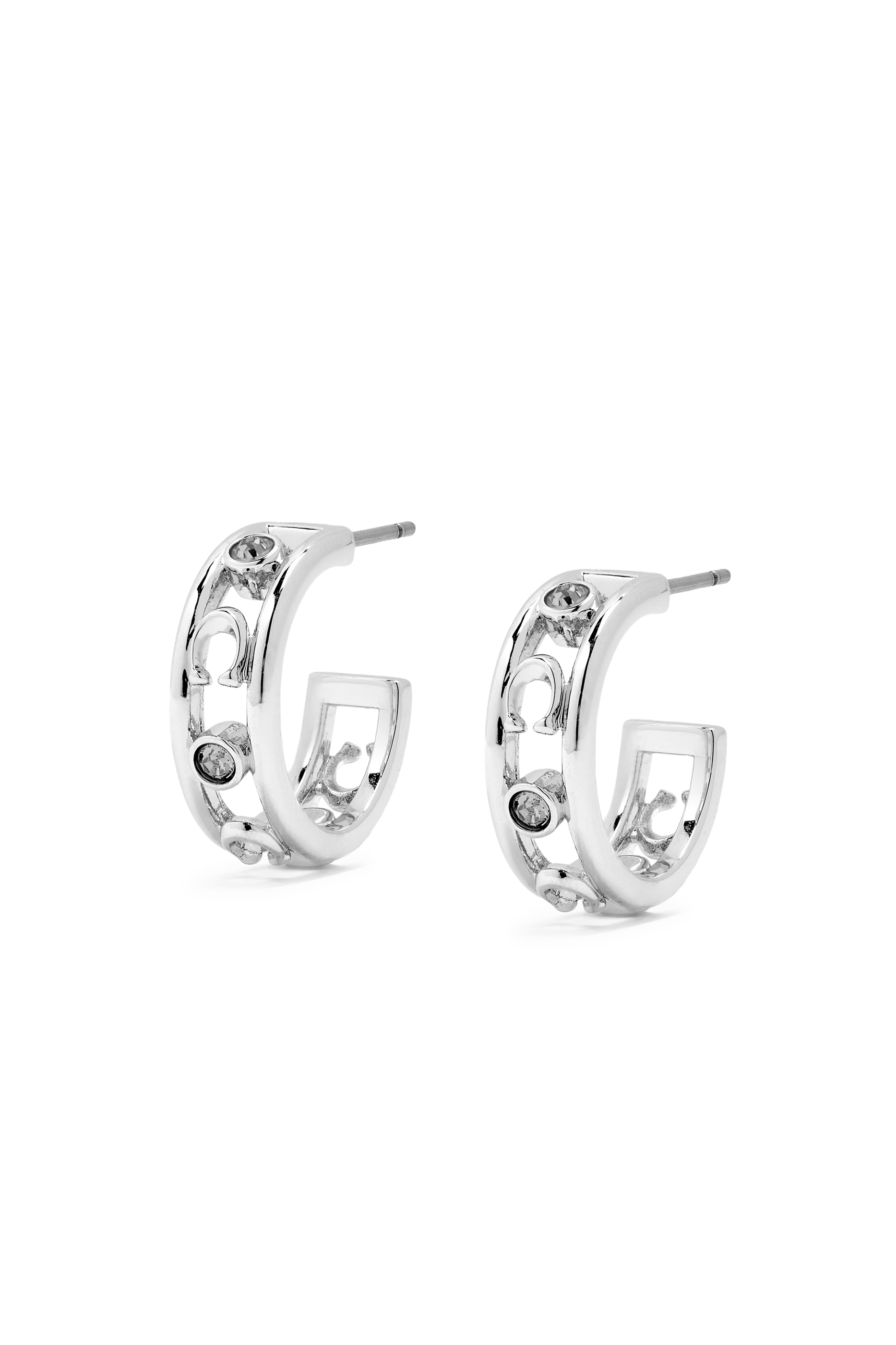 Signature C Open Hoop Earrings, Brass