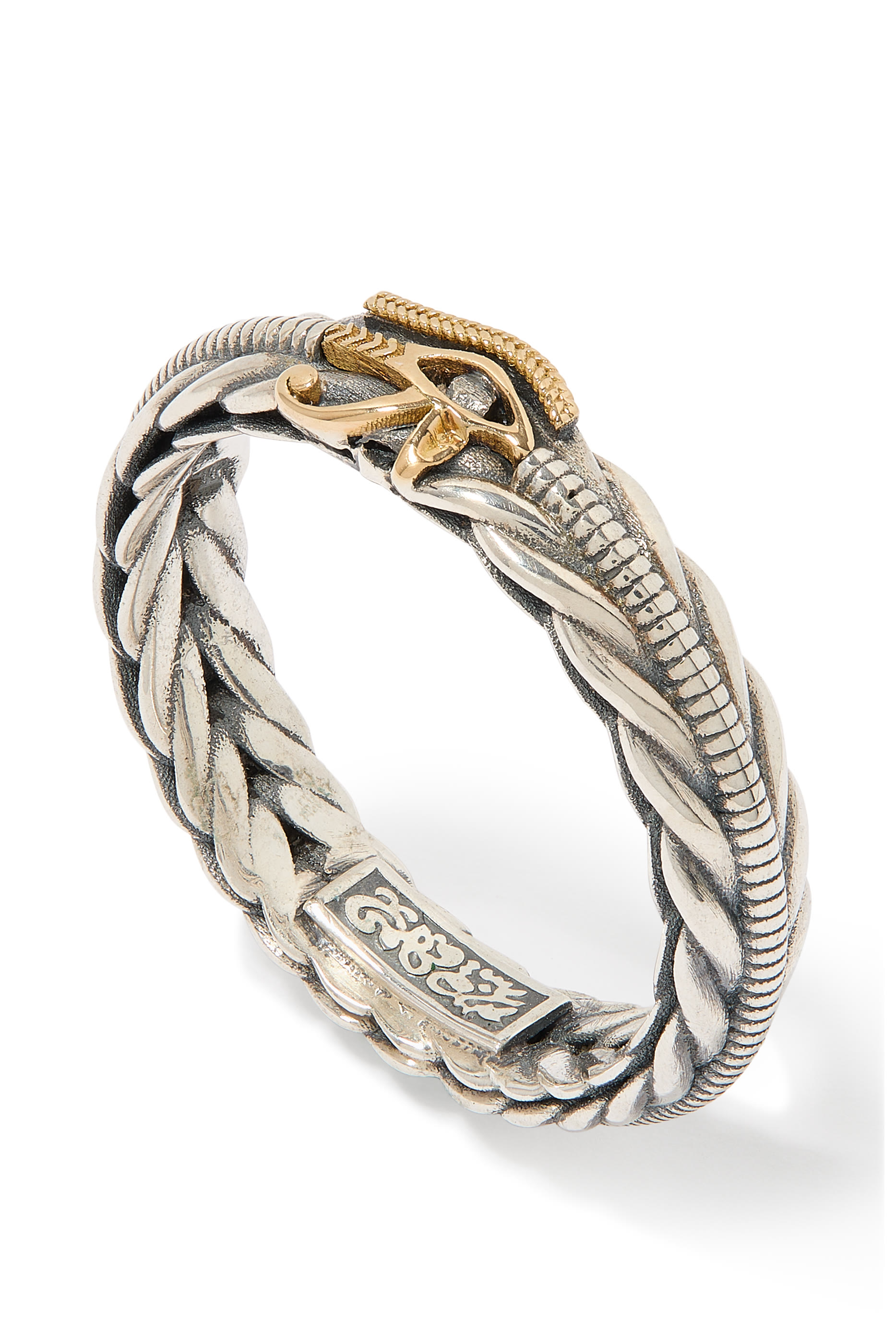 Eye of Horus Ring, 18K Yellow Gold & Sterling Silver