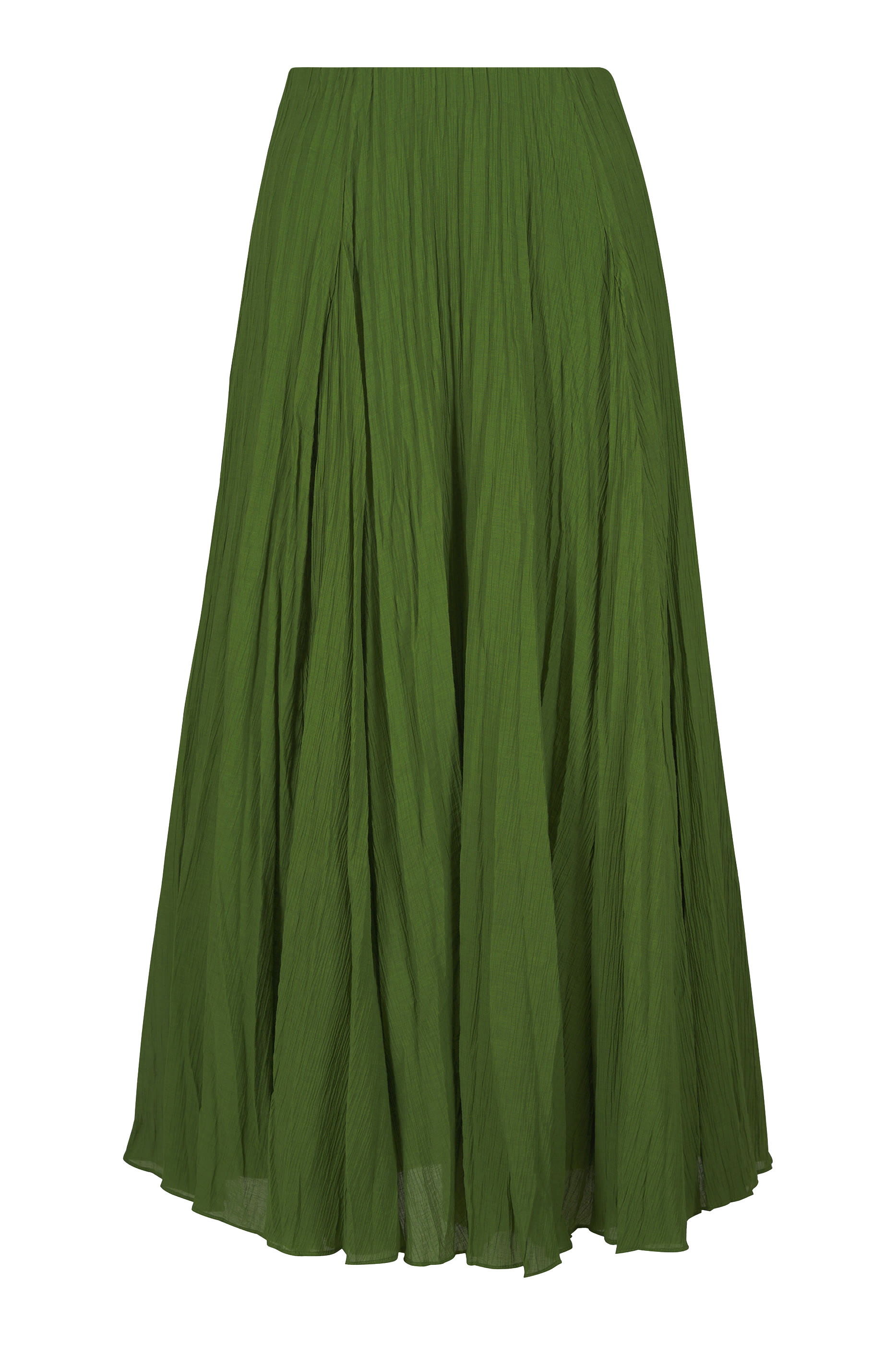 Crinkled Pliss&eacute; Cotton-Blend Maxi Skirt 