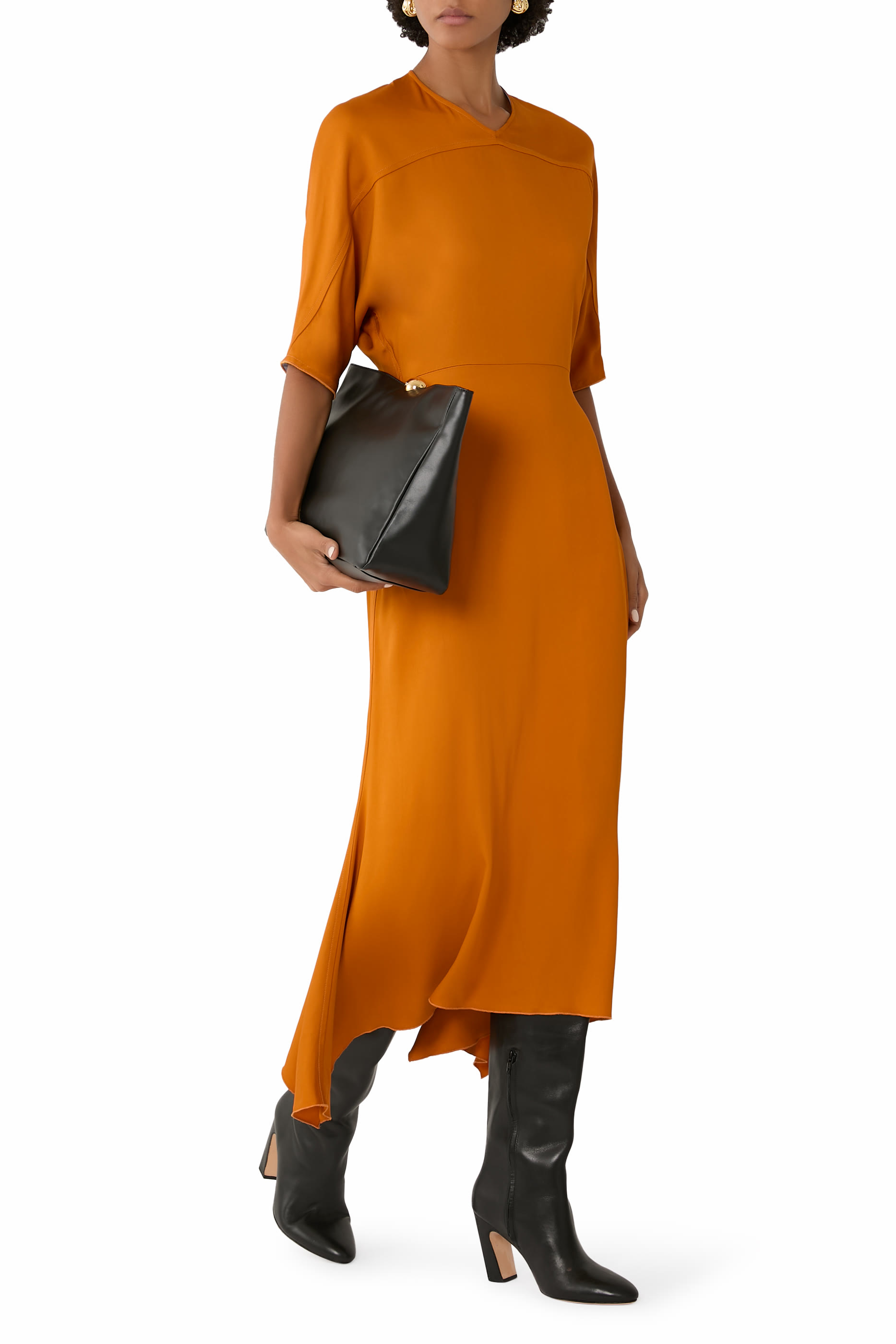 Drop Sleeve Kick Midi Dress