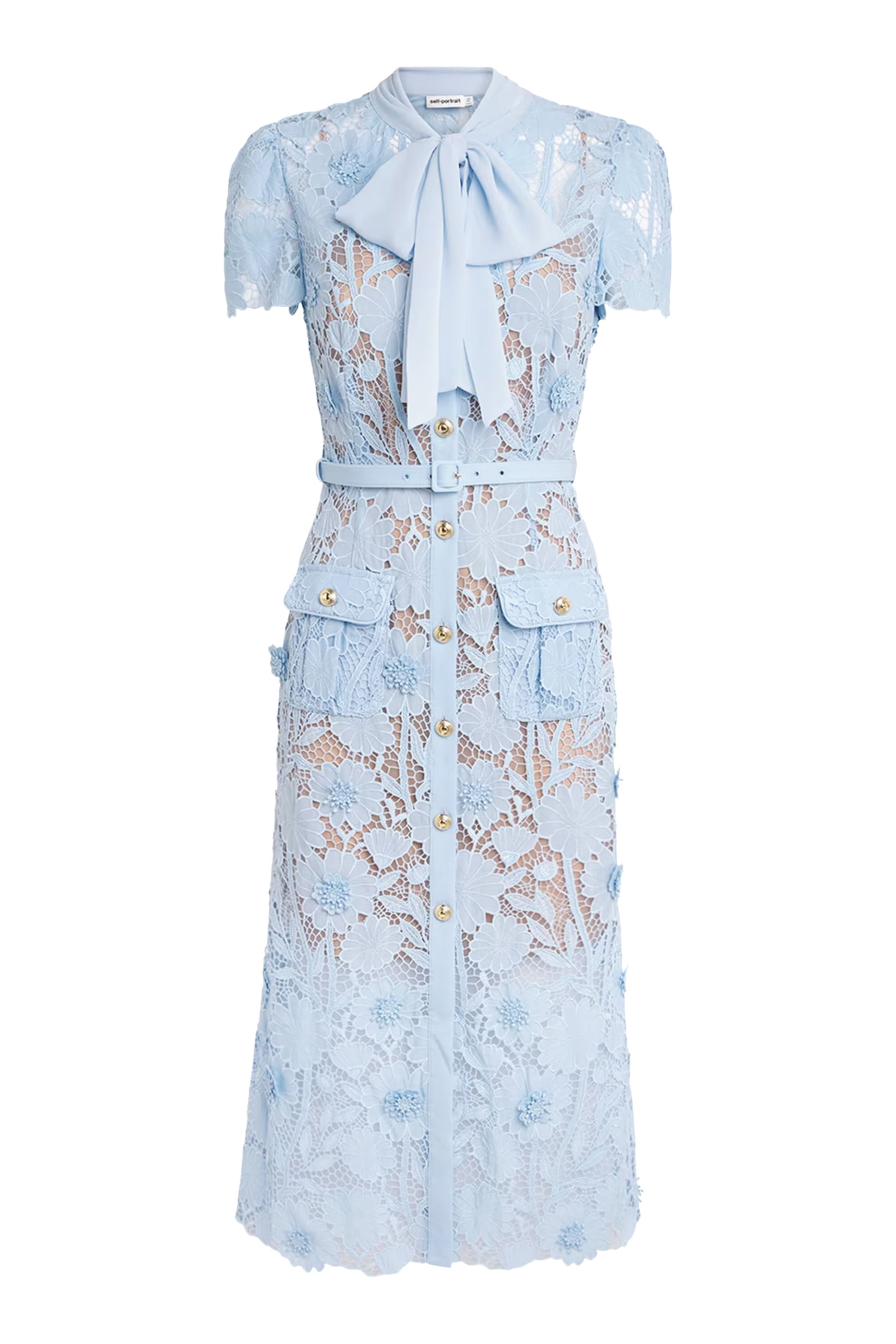 Lace Tie Neck Midi Dress