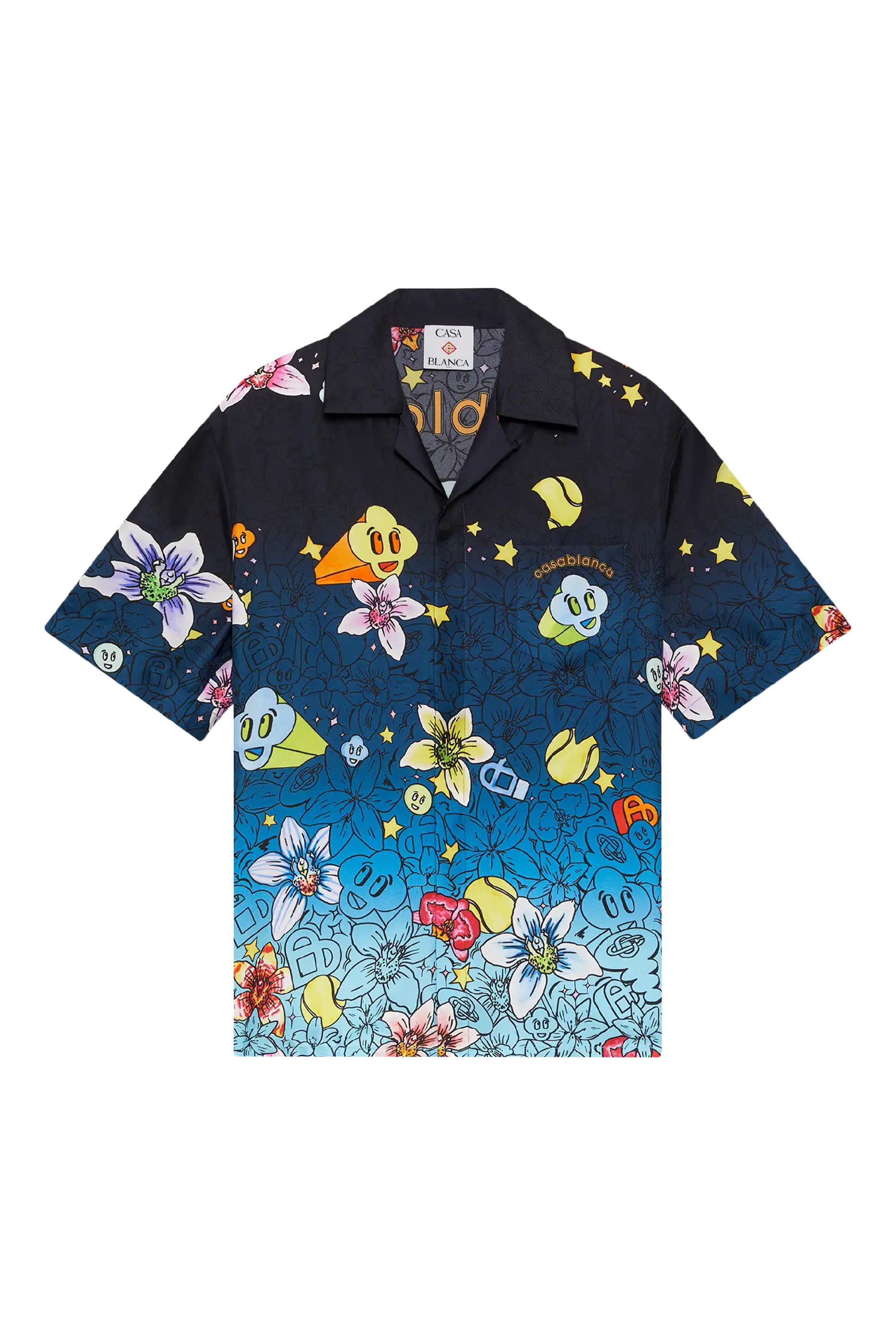 Collage D&rsquo;Icones Graphiques Short Sleeve Silk Shirt 