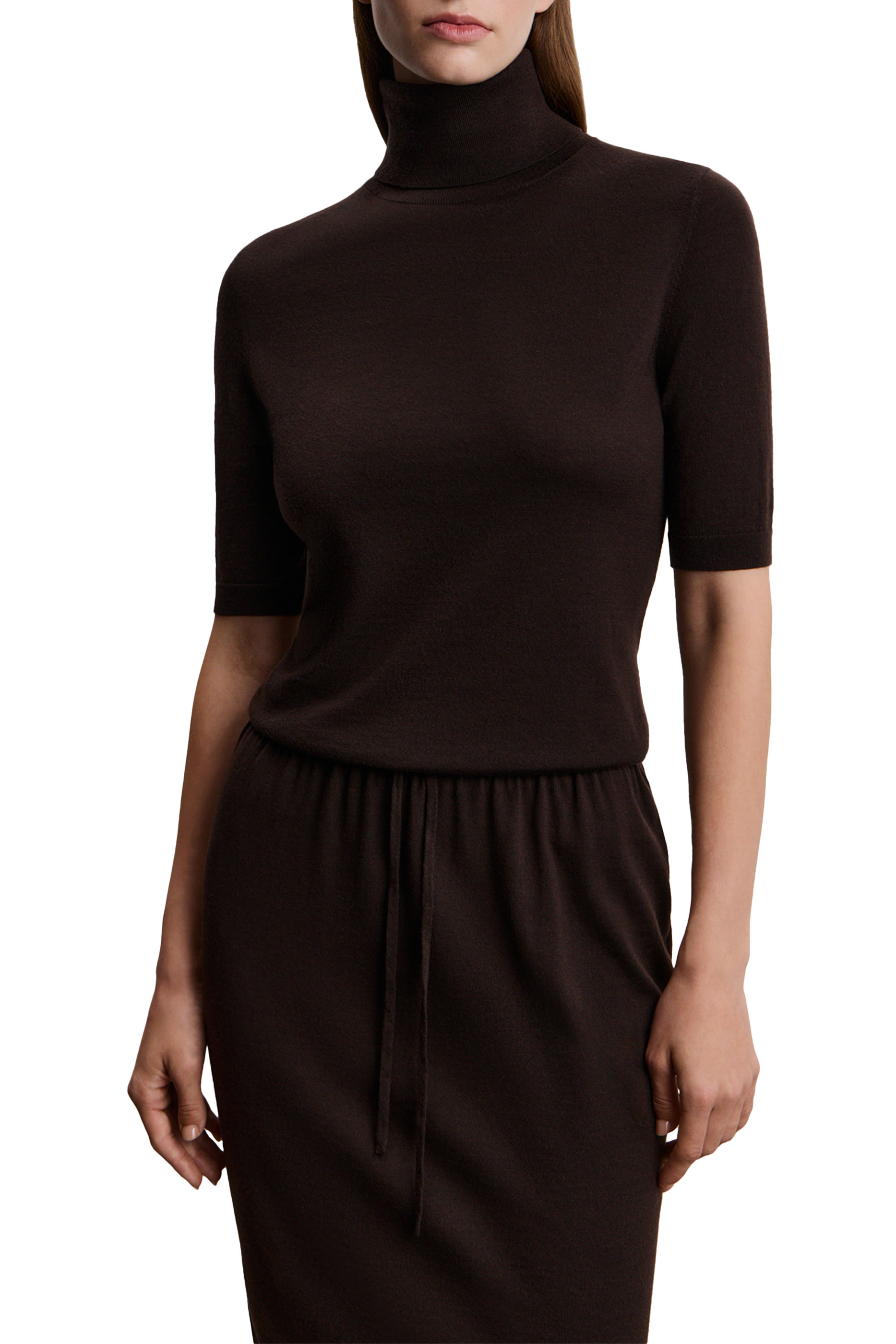 Merino Wool High Neck Wrap Blouse