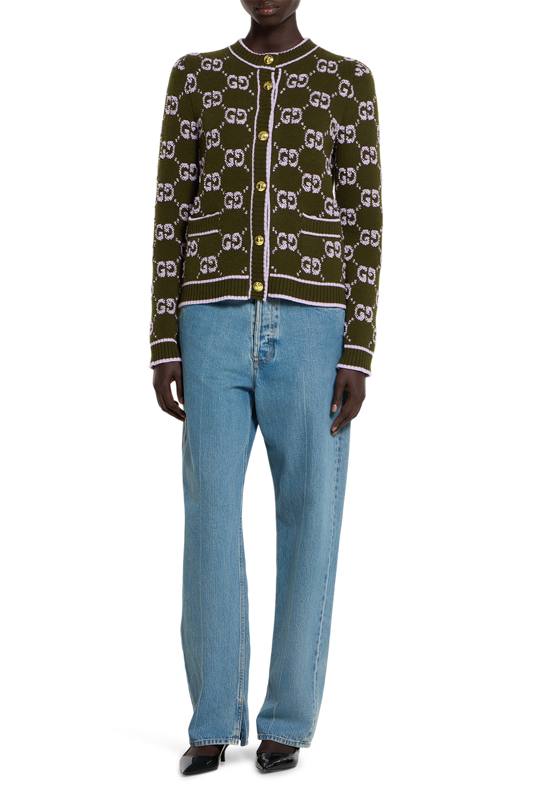  GG Wool Boucl&eacute; Jacquard Cardigan