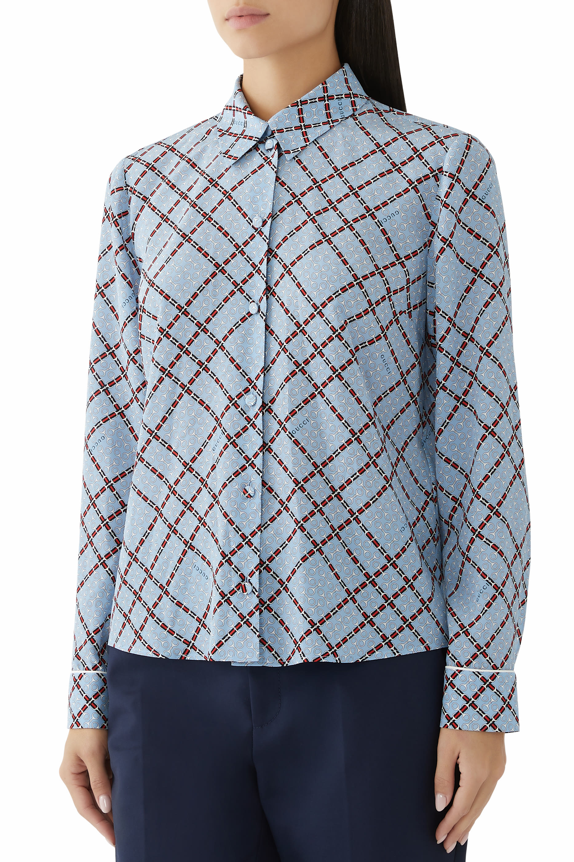 Printed Silk Cr&ecirc;pe de Chine Shirt