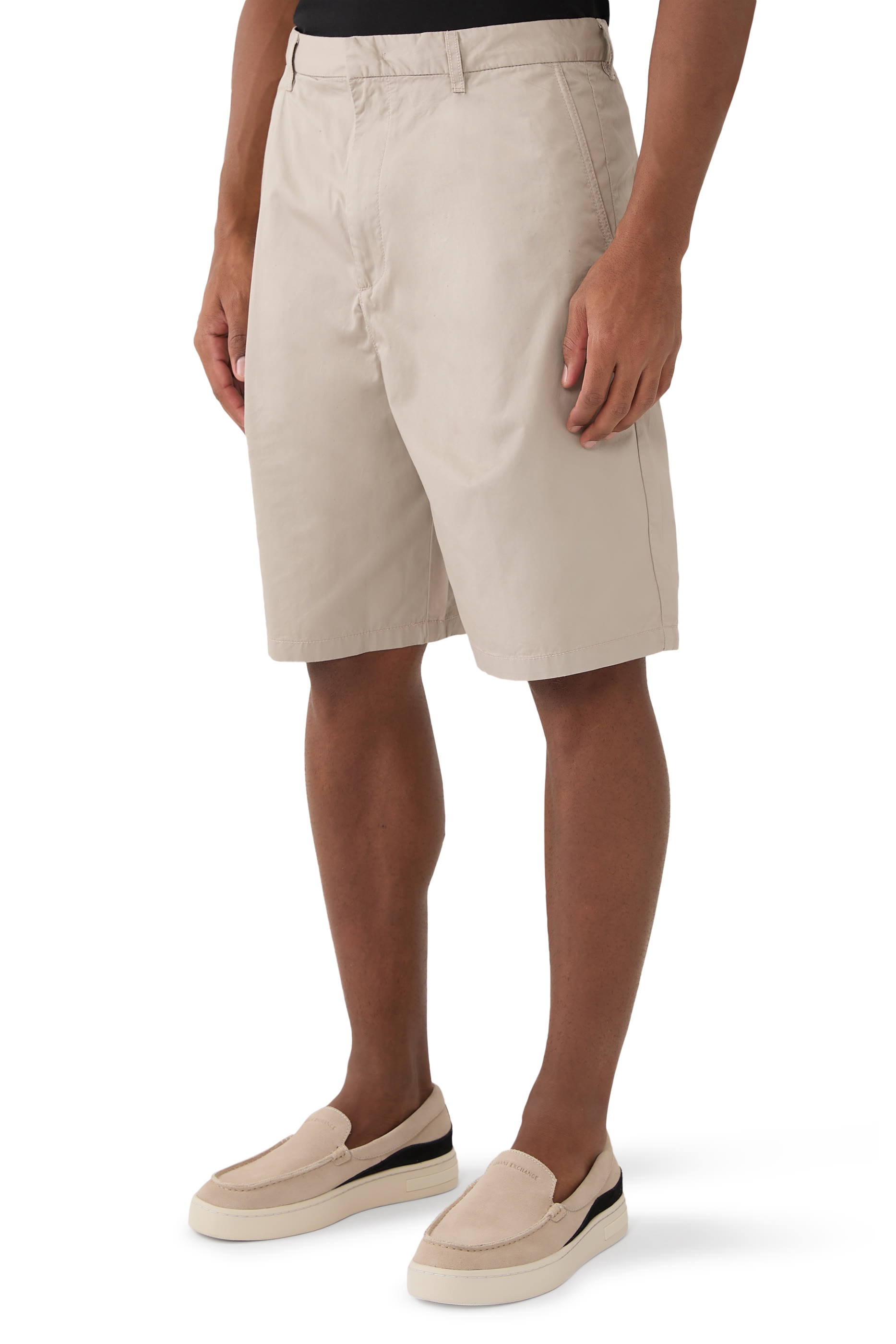 Pleated Cotton Bermuda Shorts
