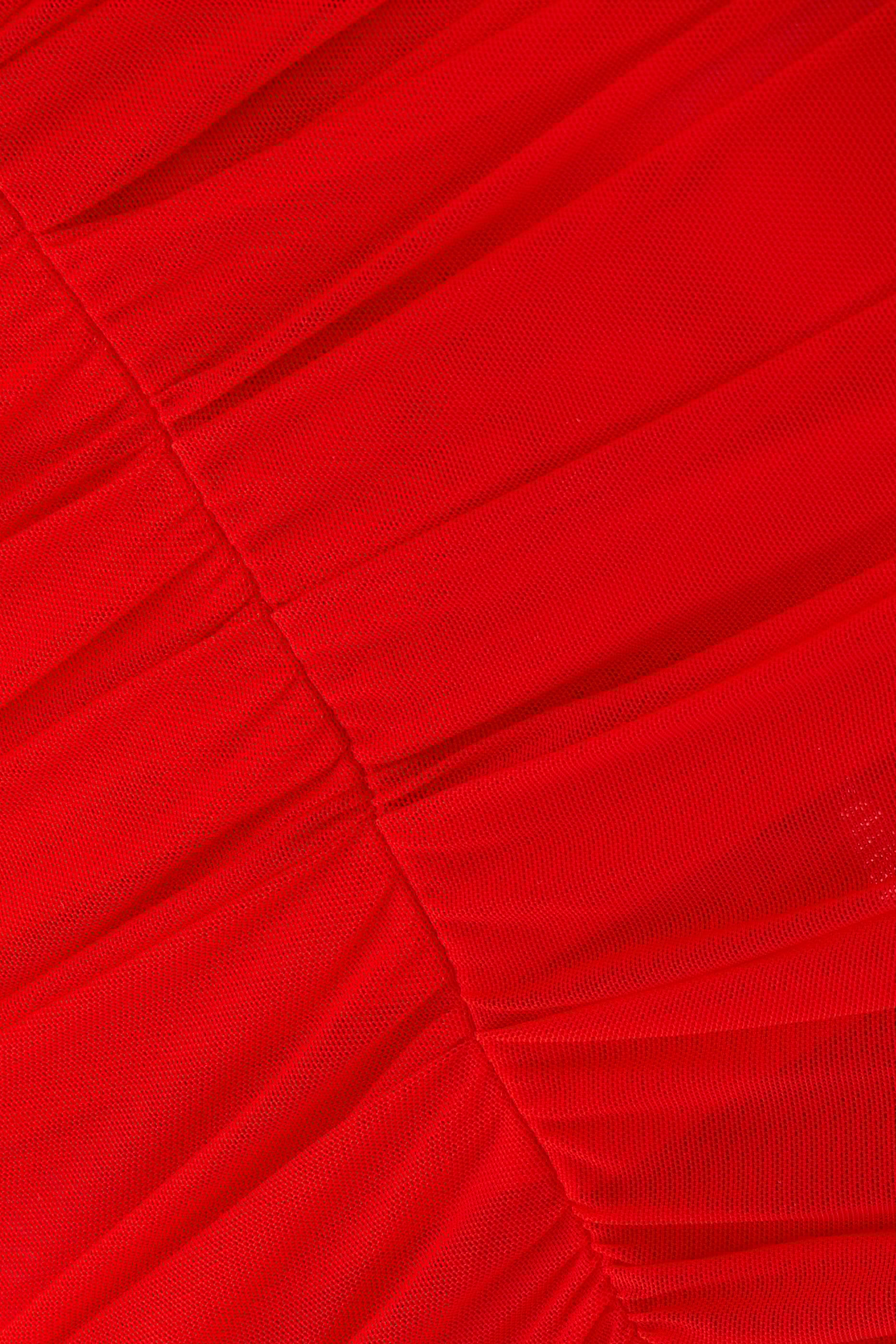 Ruched Mesh Midi Skirt