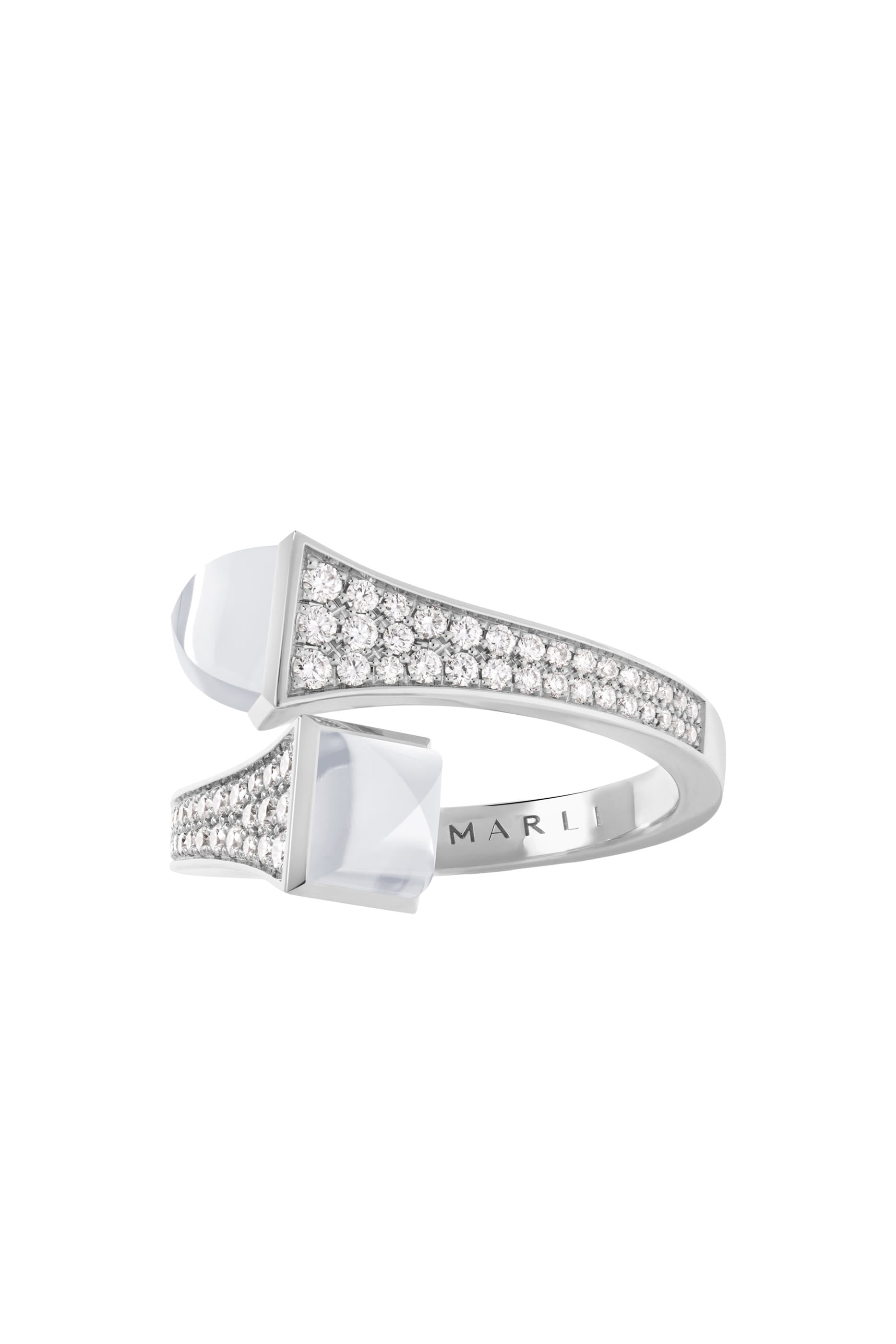 Cleo Midi Ring, 18k White Gold & Agate, Diamonds
