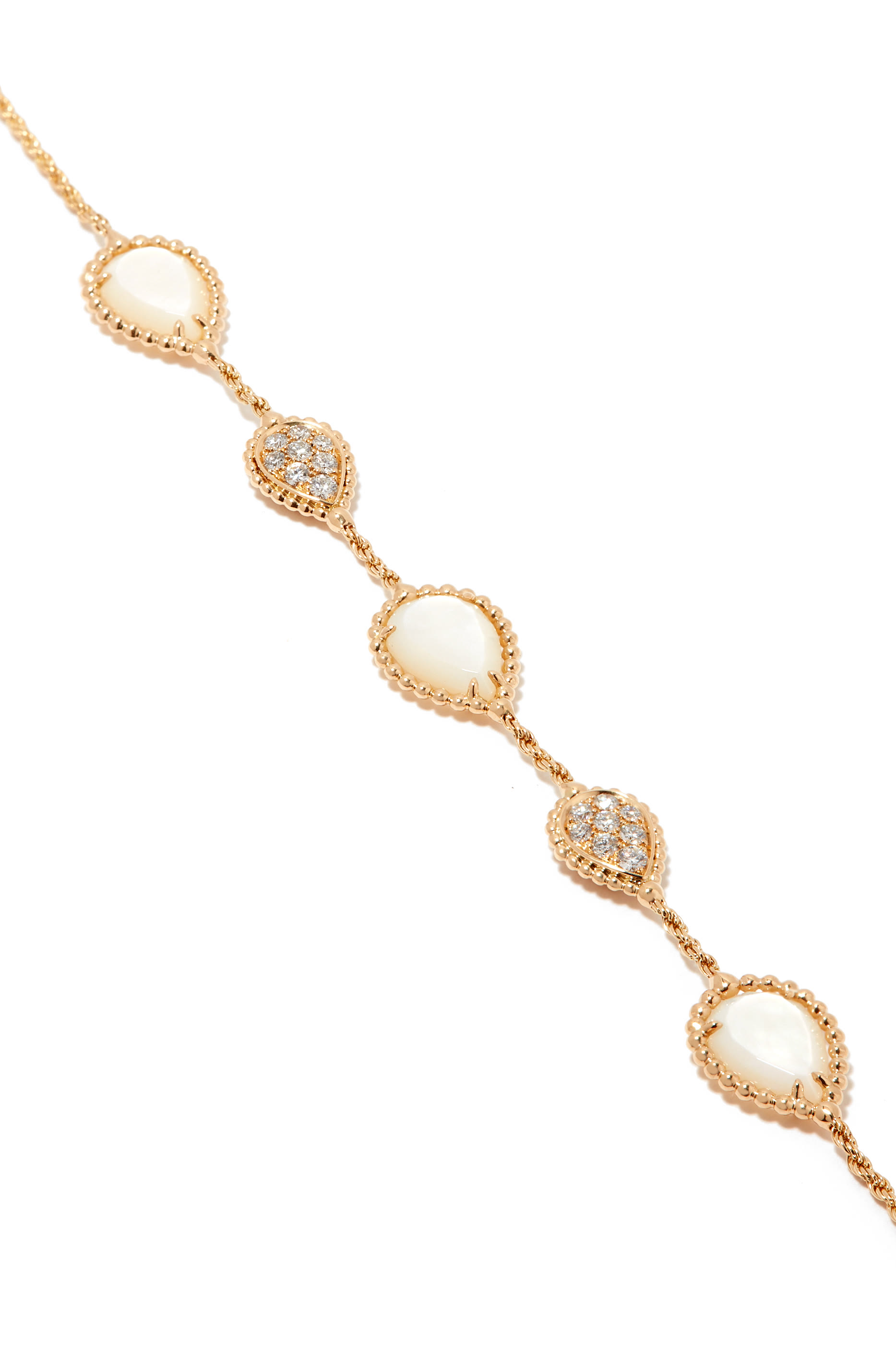 Serpent Bohème 18K Yellow Gold 5 Motif Mother of Pearl and Diamond Bracelet