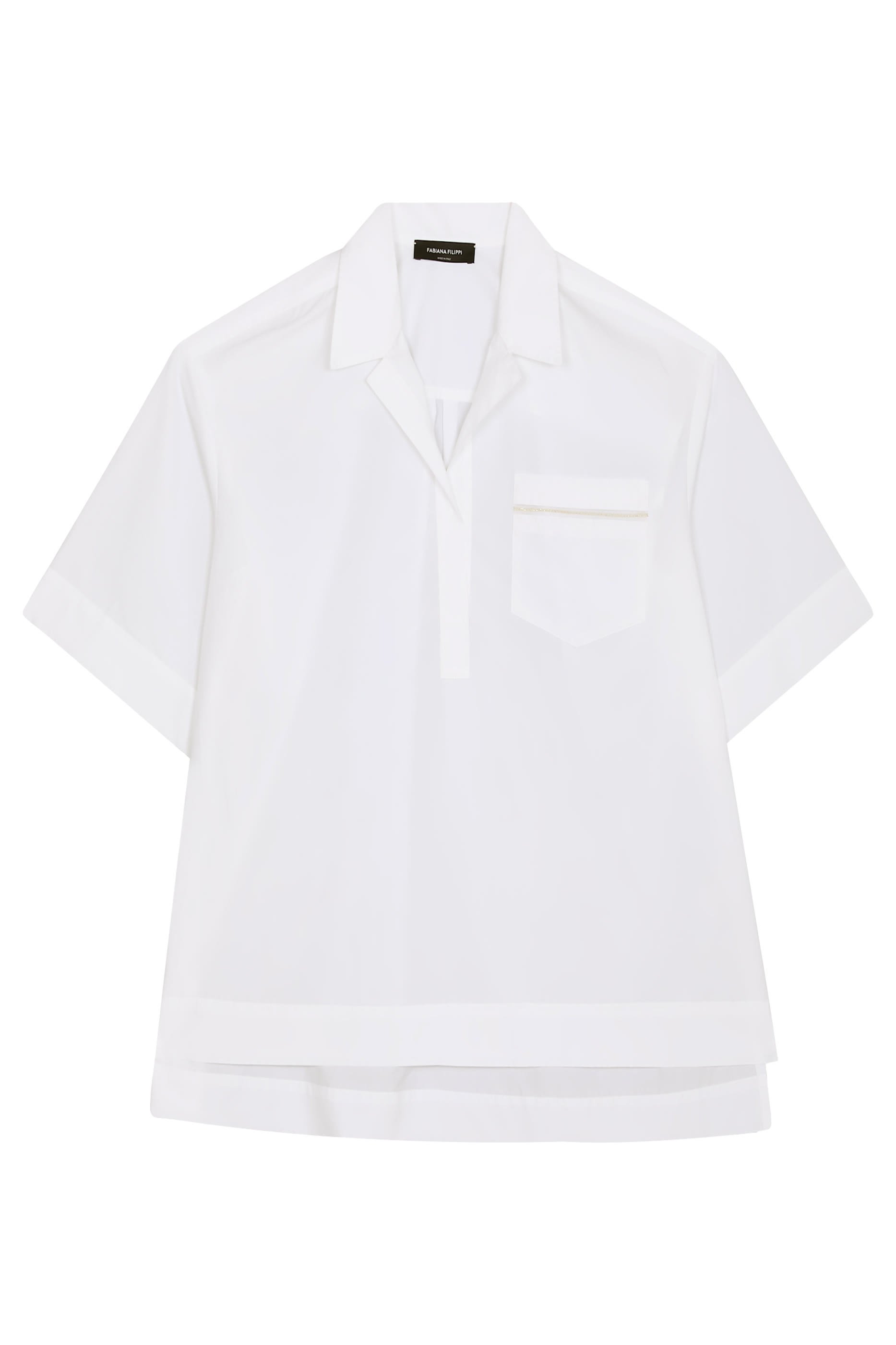  Poplin Short Sleeve Shirt with Diamante