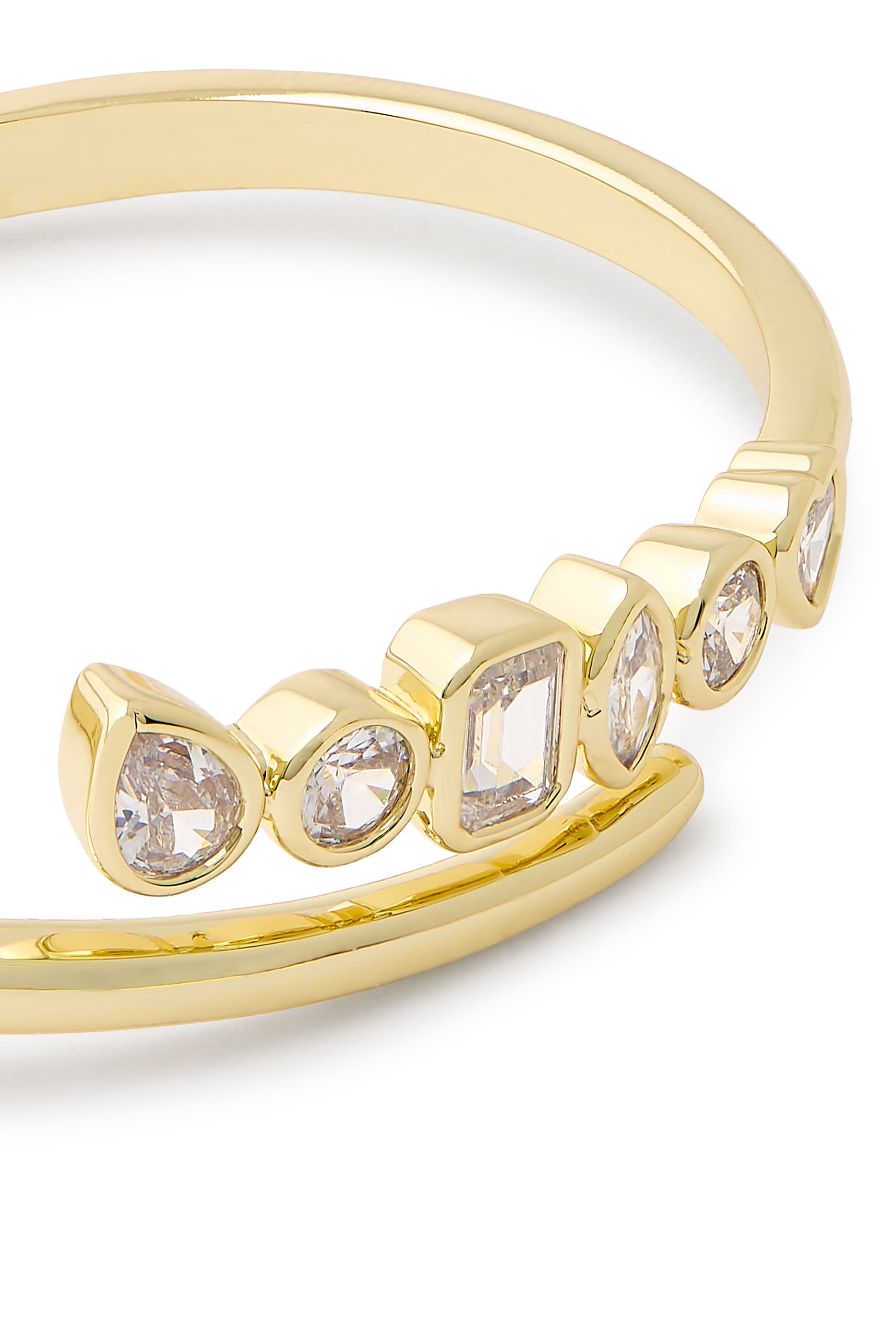 Open Cuff Bracelet,  Gold-Plated Brass & Cubic Zirconia