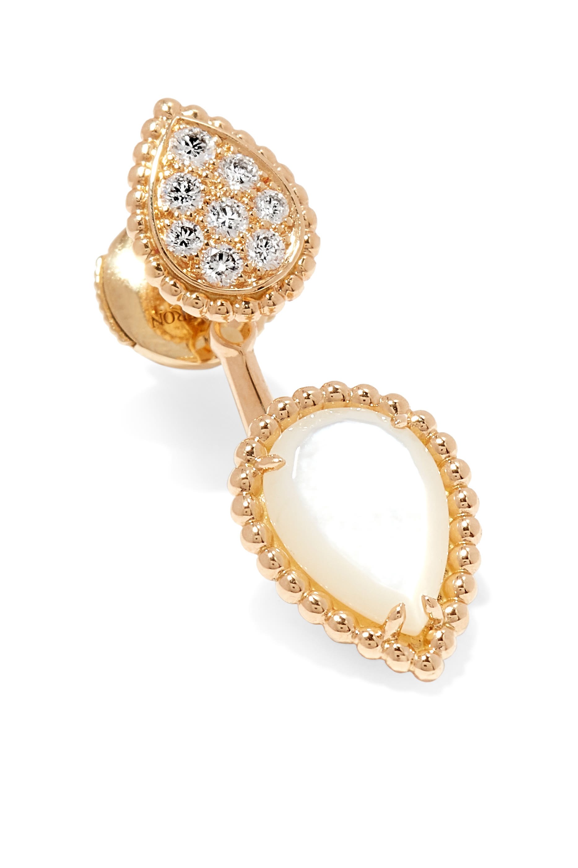 Serpent Boh&egrave;me Double Motif Single Stud Earring, 18k Yellow Gold & Diamonds