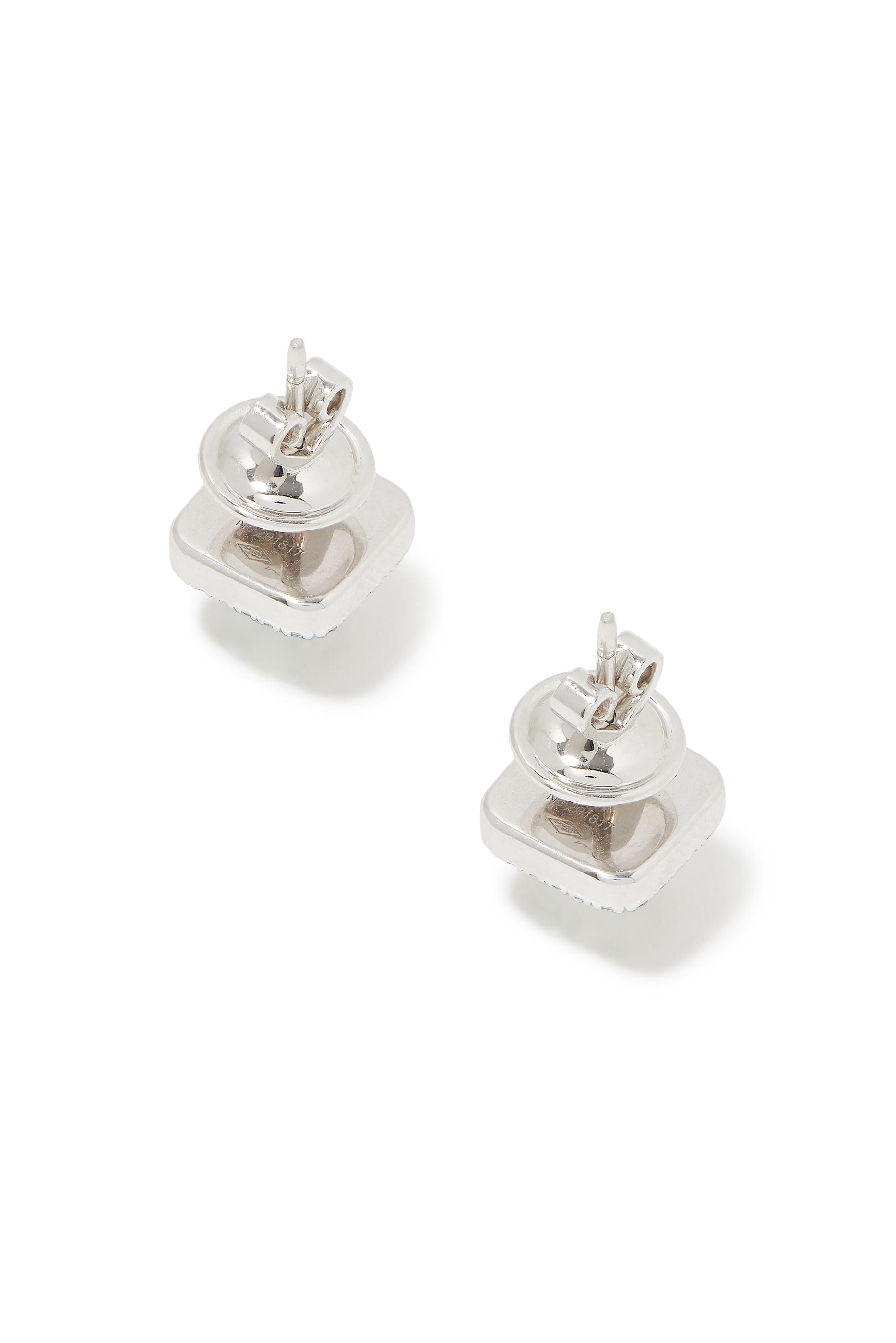 Cleo Pyramid Stud Earrings, 18k White Gold with Full Diamonds