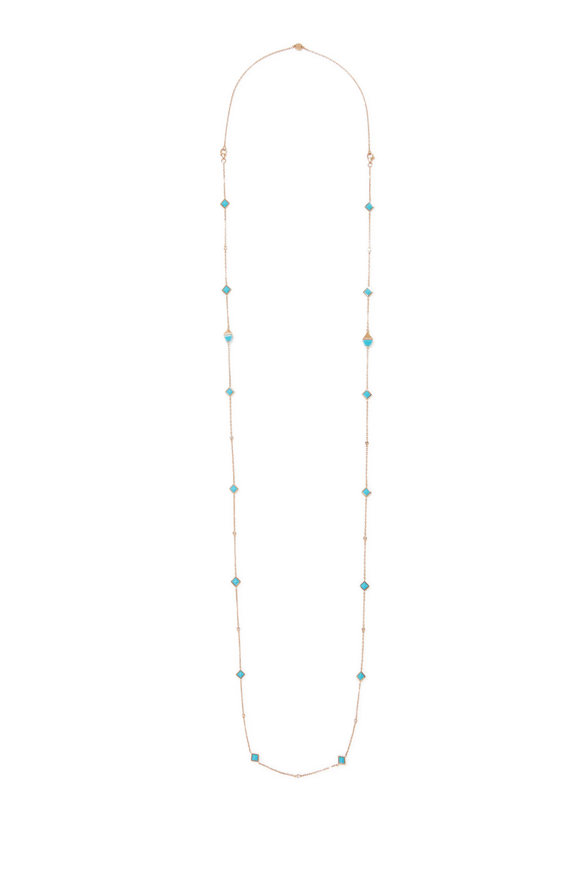 Cleo Mini Reve Convertible Chain, 18k Rose Gold with Turquoise & Diamonds