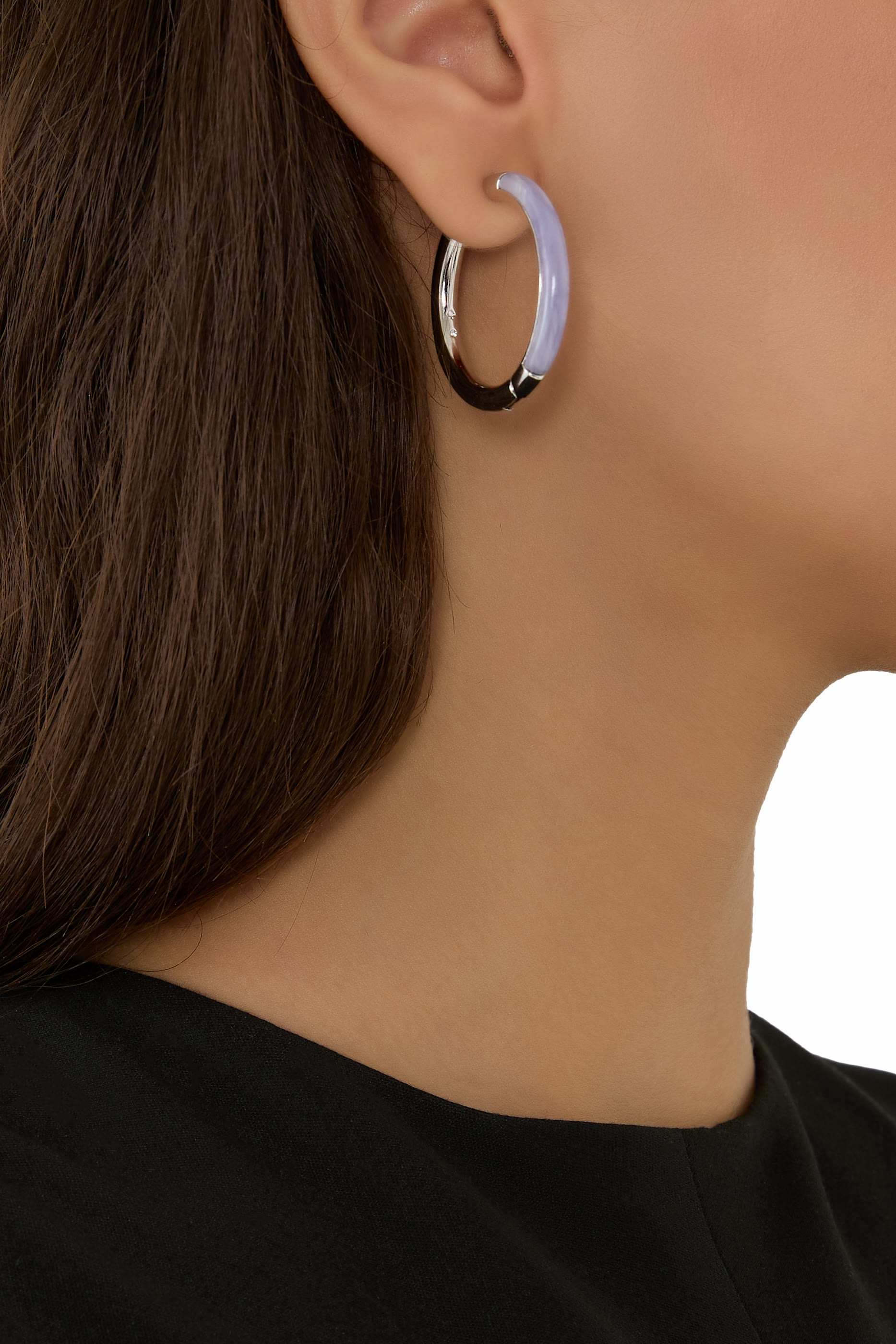 Interlock Hoop Earrings, Metal