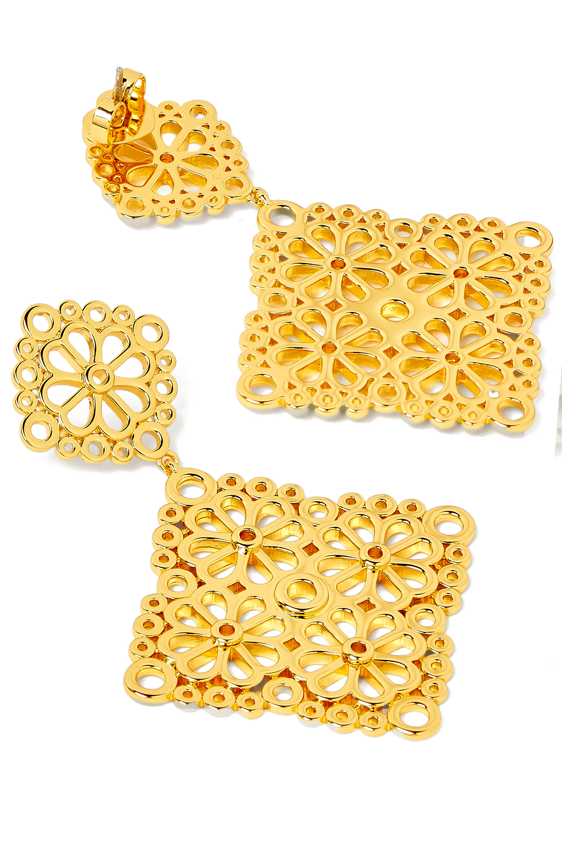 Spade Flower Lace Drop Earrings, Plated Metal & Steel