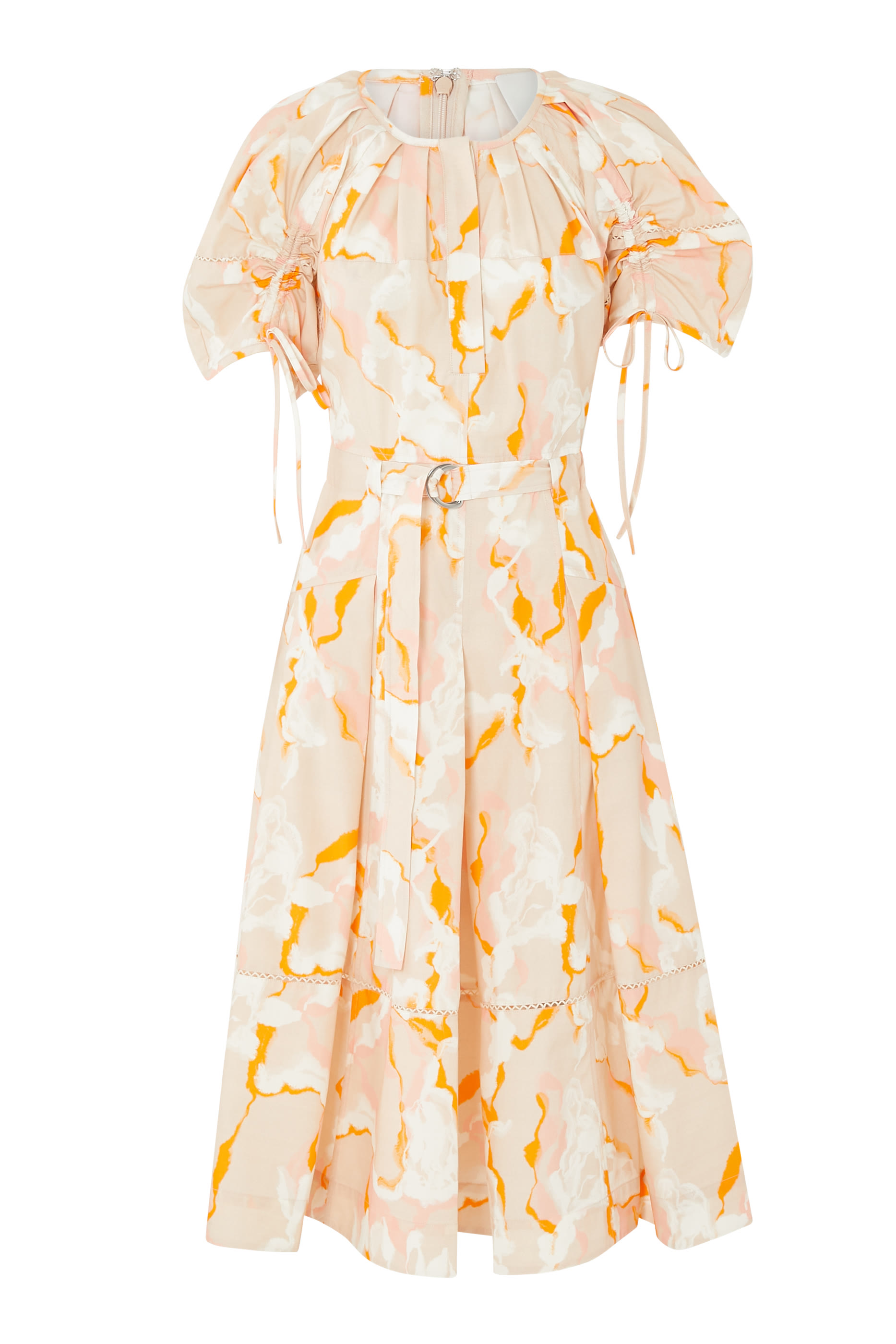 Abstract Vines Gathered Sleeve Dress