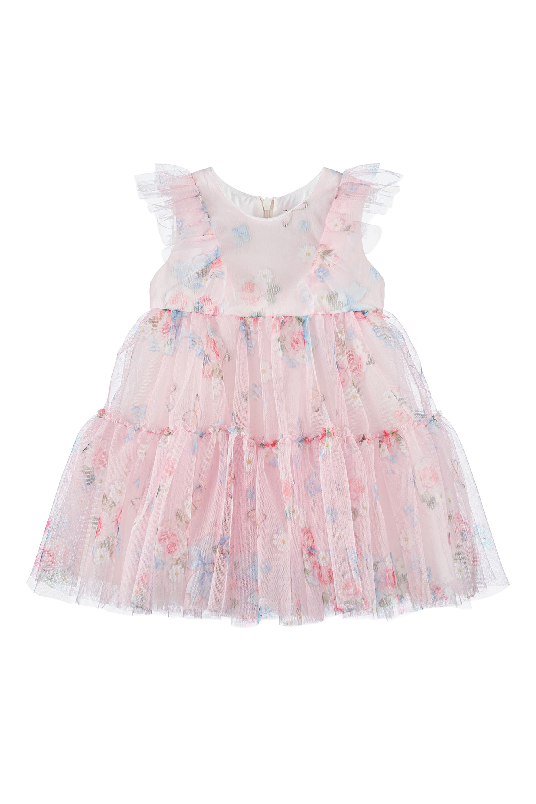 Kids Floral-Print Tulle Dress